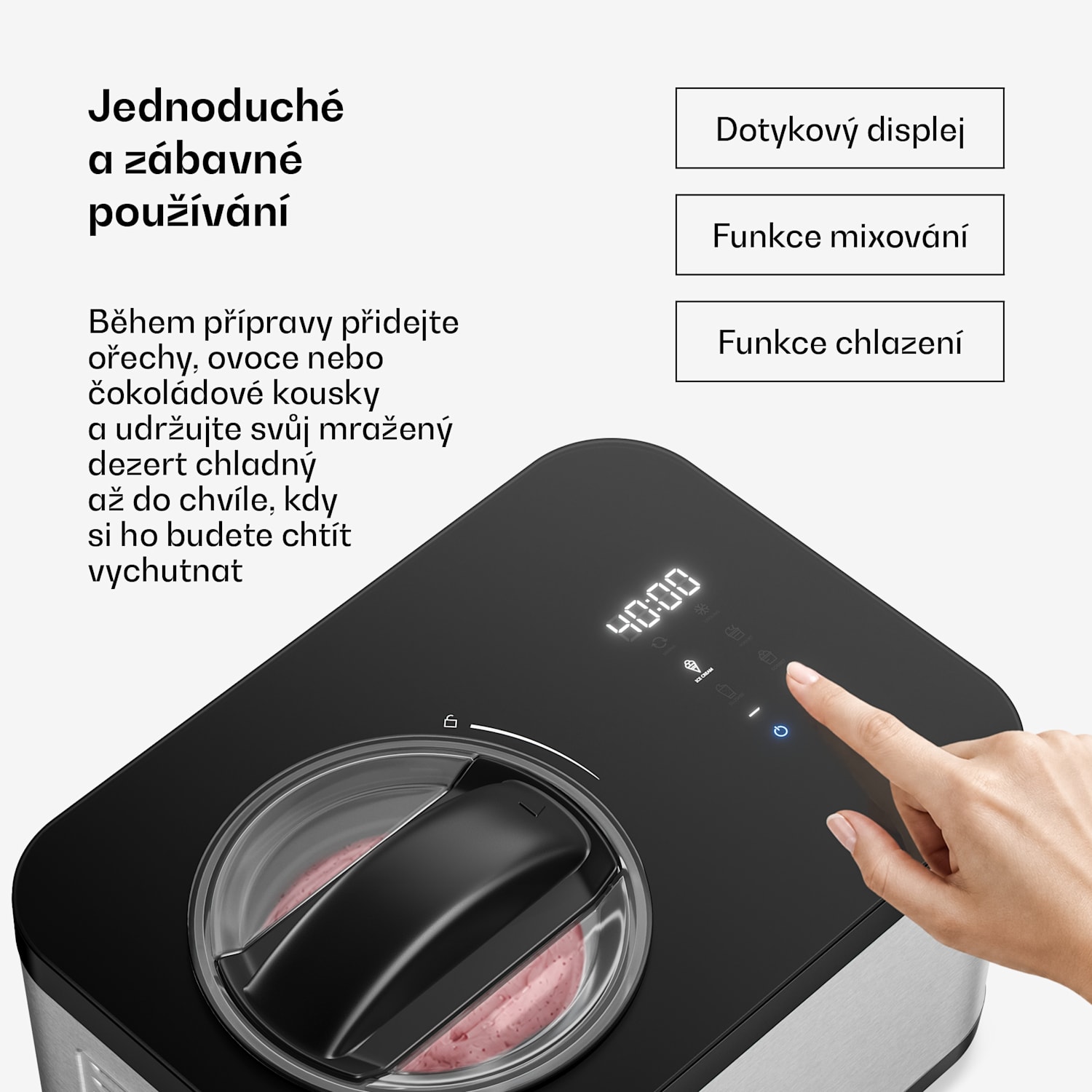 VeroSteel zmrzlinovač s kompresorem | 1,5 l | 150 W | 4 programy | dotykové ovládání 