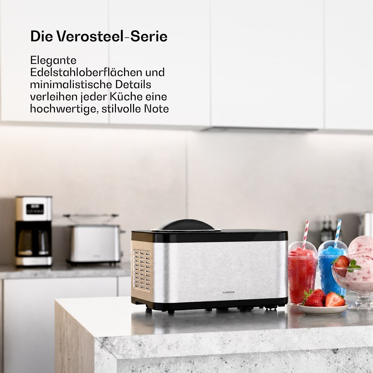 VeroSteel macchina per gelato con compressore | 1,5 l | 150 W | 4 programmi | controllo touch 