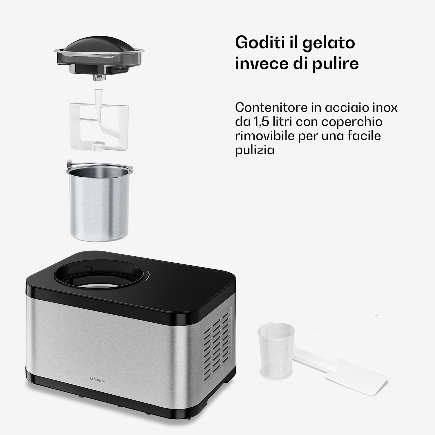 VeroSteel macchina per gelato con compressore | 1,5 l | 150 W | 4 programmi | controllo touch 