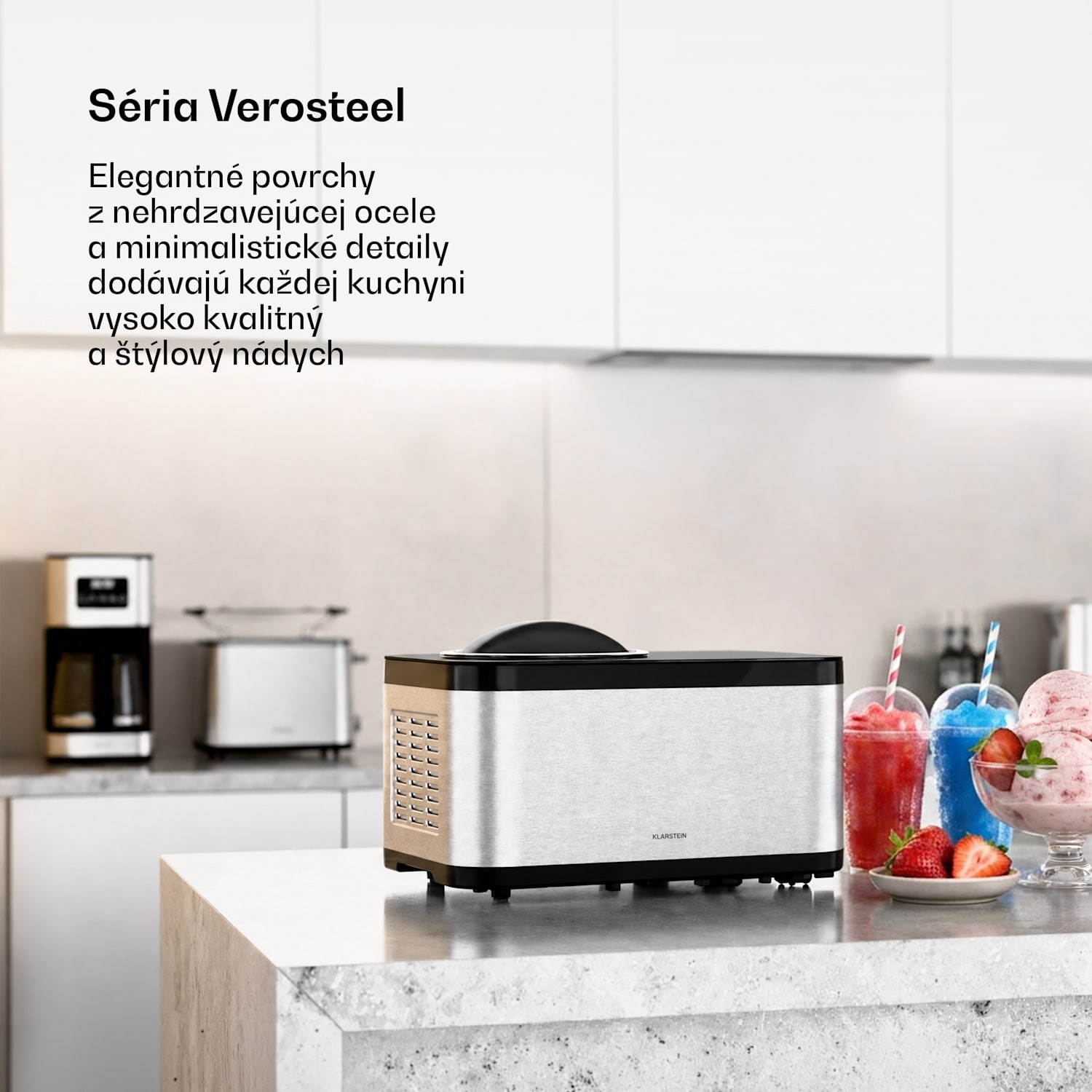 VeroSteel zmrzlinovač s kompresorom | 1,5 l | 150 W | 4 programy | dotykové ovládanie 