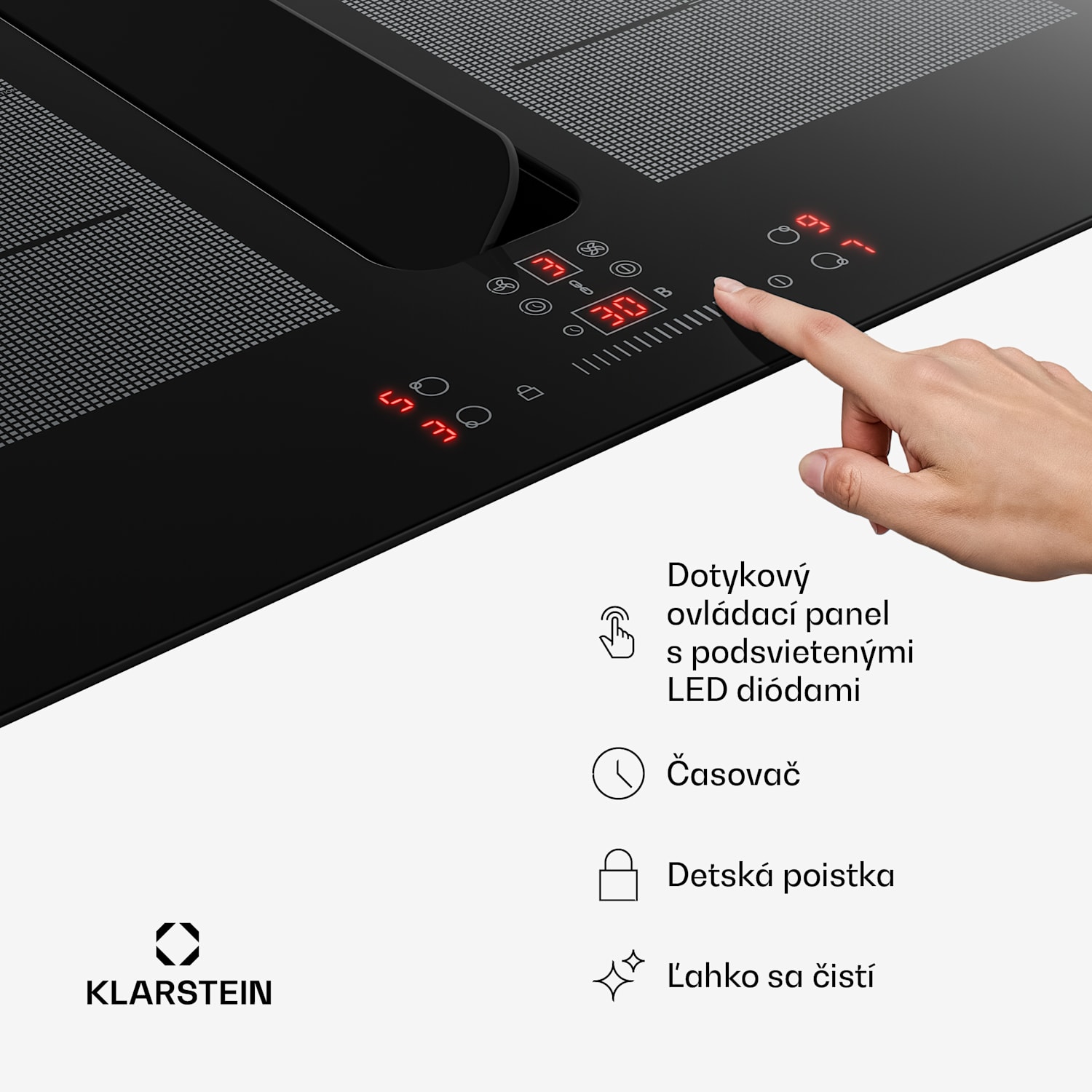 ChefFusion indukčná varná doska s odsávačom pár | 4 varné zóny | 7200 W | 504,3 m³/h | 60 cm 60 cm | Bez rámu | Čierna