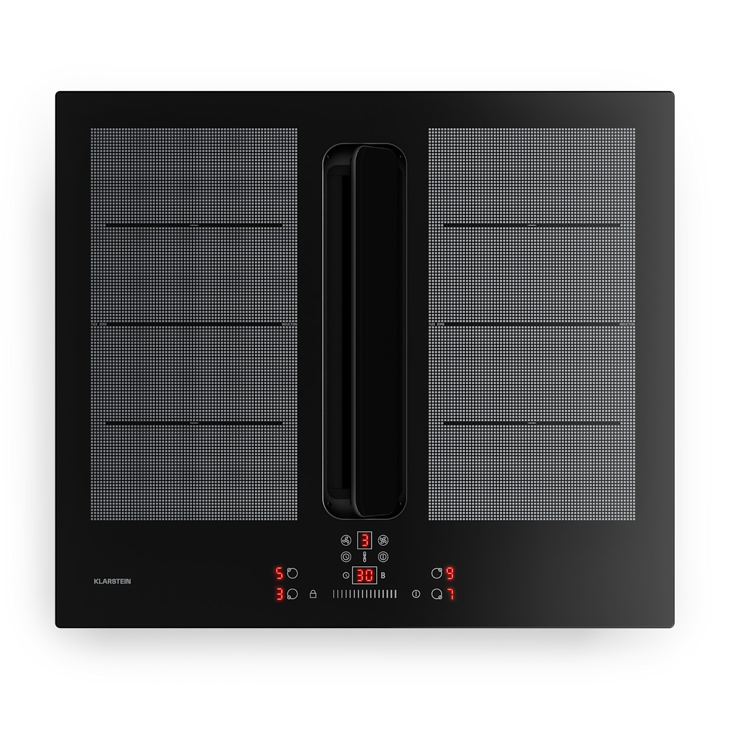 ChefFusion plaque à induction avec hotte aspirante | 4 zones de cuisson | 7200 W | 504,3 m³/h | 60 cm 60 cm | Sans cadre | Noir