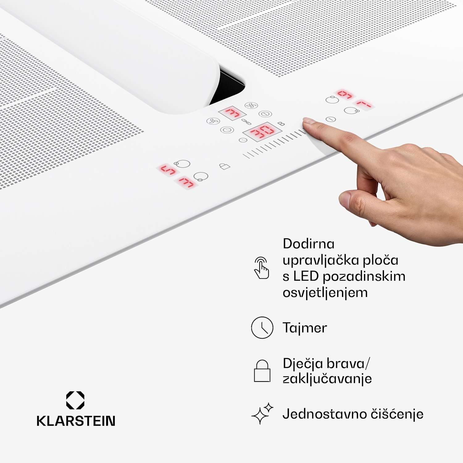 ChefFusion indukcijska ploča s kuhinjskom napom | 4 zone za kuhanje | 7200 W | 504,3 m³/h | 60 cm 60 cm | Bez okvira | Bijela