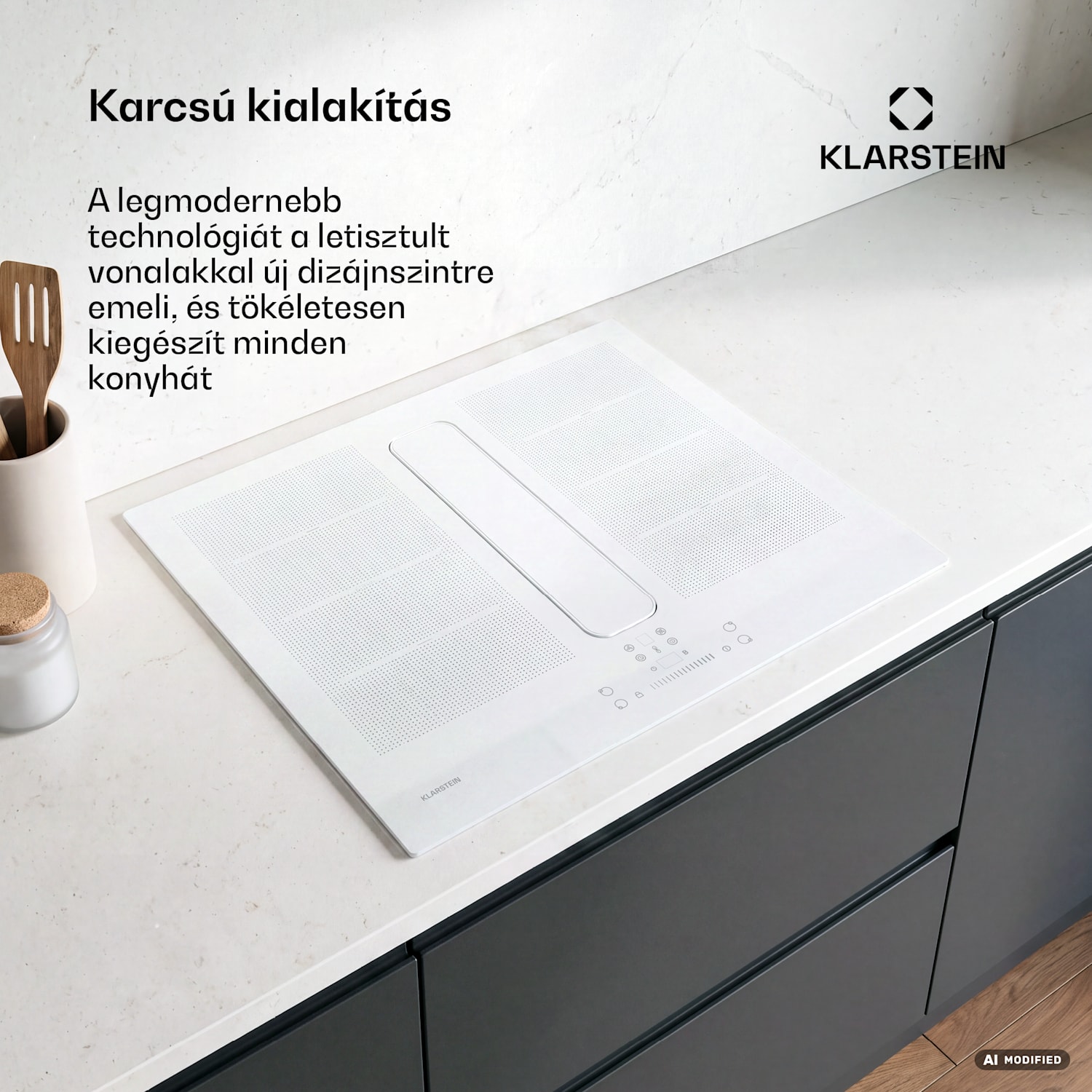 ChefFusion indukciós főzőlap páraelszívóval | 4 főzőzóna | 7200 W | 504,3 m³/h | 60 cm 60 cm | Keret nélküli | Fehér