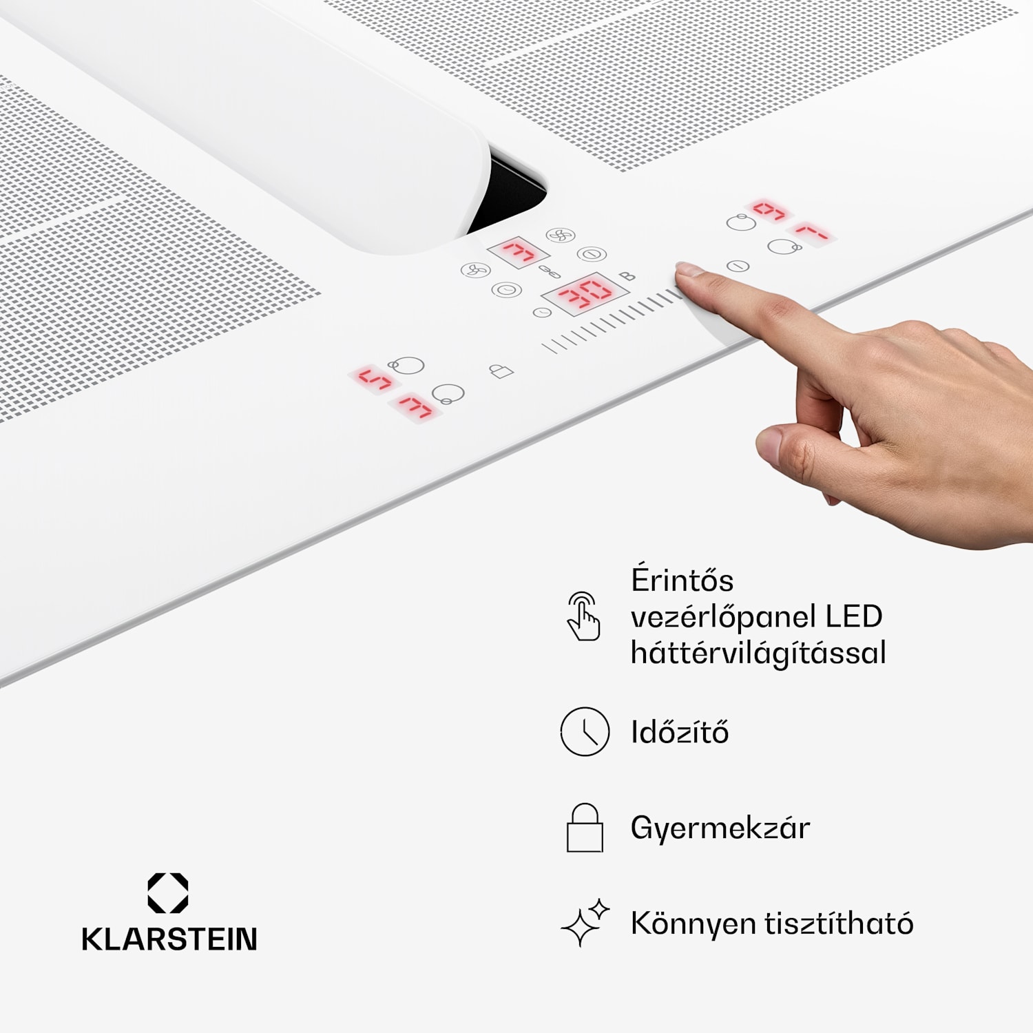 ChefFusion indukciós főzőlap páraelszívóval | 4 főzőzóna | 7200 W | 504,3 m³/h | 60 cm 60 cm | Keret nélküli | Fehér