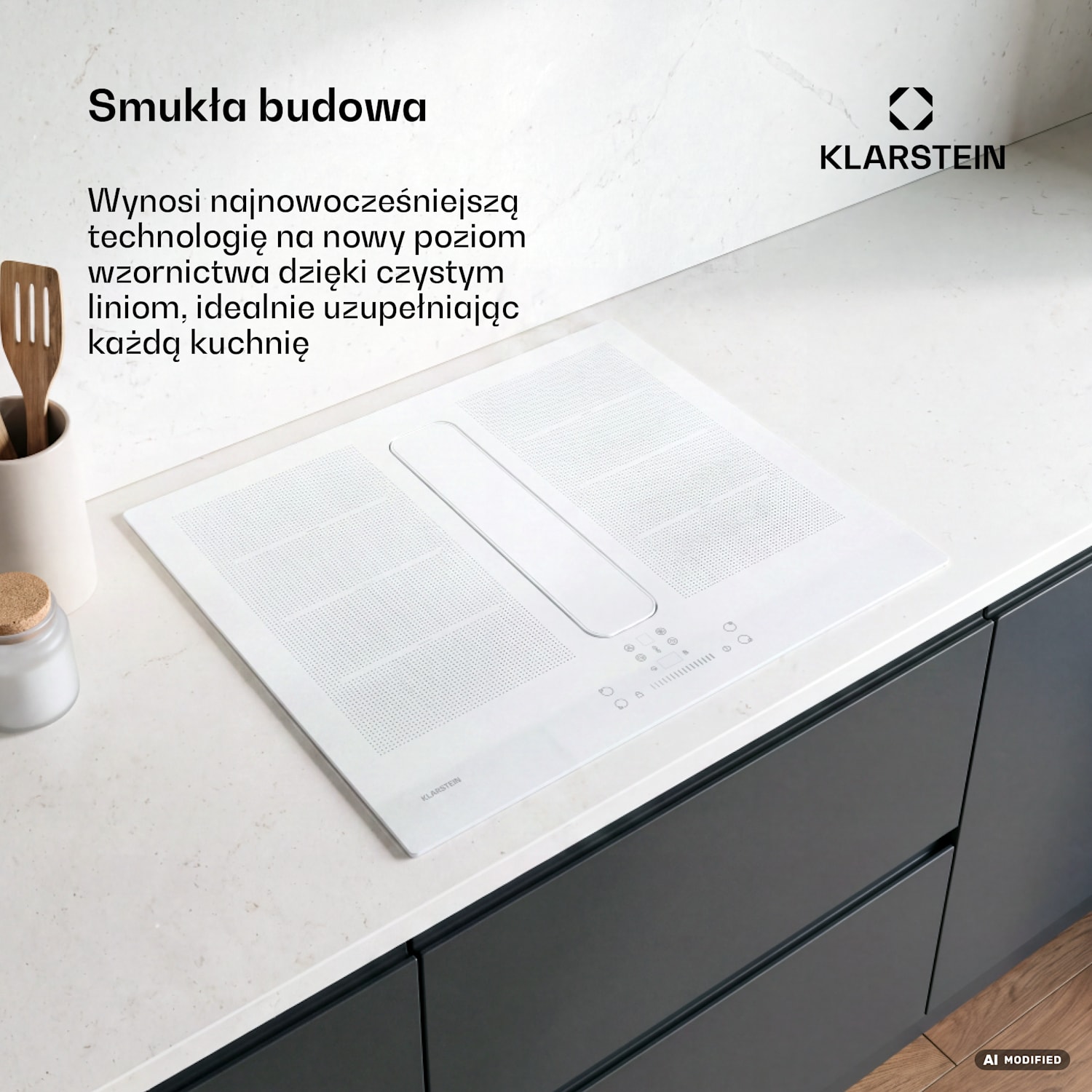 ChefFusion płyta indukcyjna z pochłaniaczem pary | 4 pola grzewcze | 7200 W | 504,3 m³/h | 60 cm 60 cm | Bez ramki | Biały