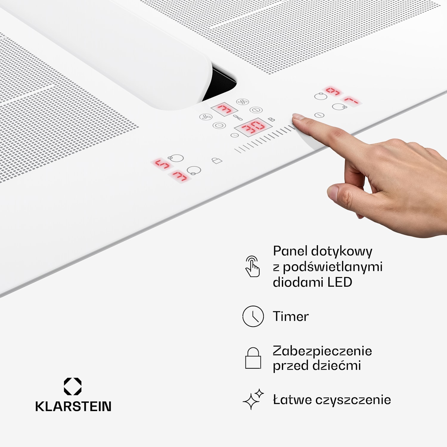 ChefFusion płyta indukcyjna z pochłaniaczem pary | 4 pola grzewcze | 7200 W | 504,3 m³/h | 60 cm 60 cm | Bez ramki | Biały