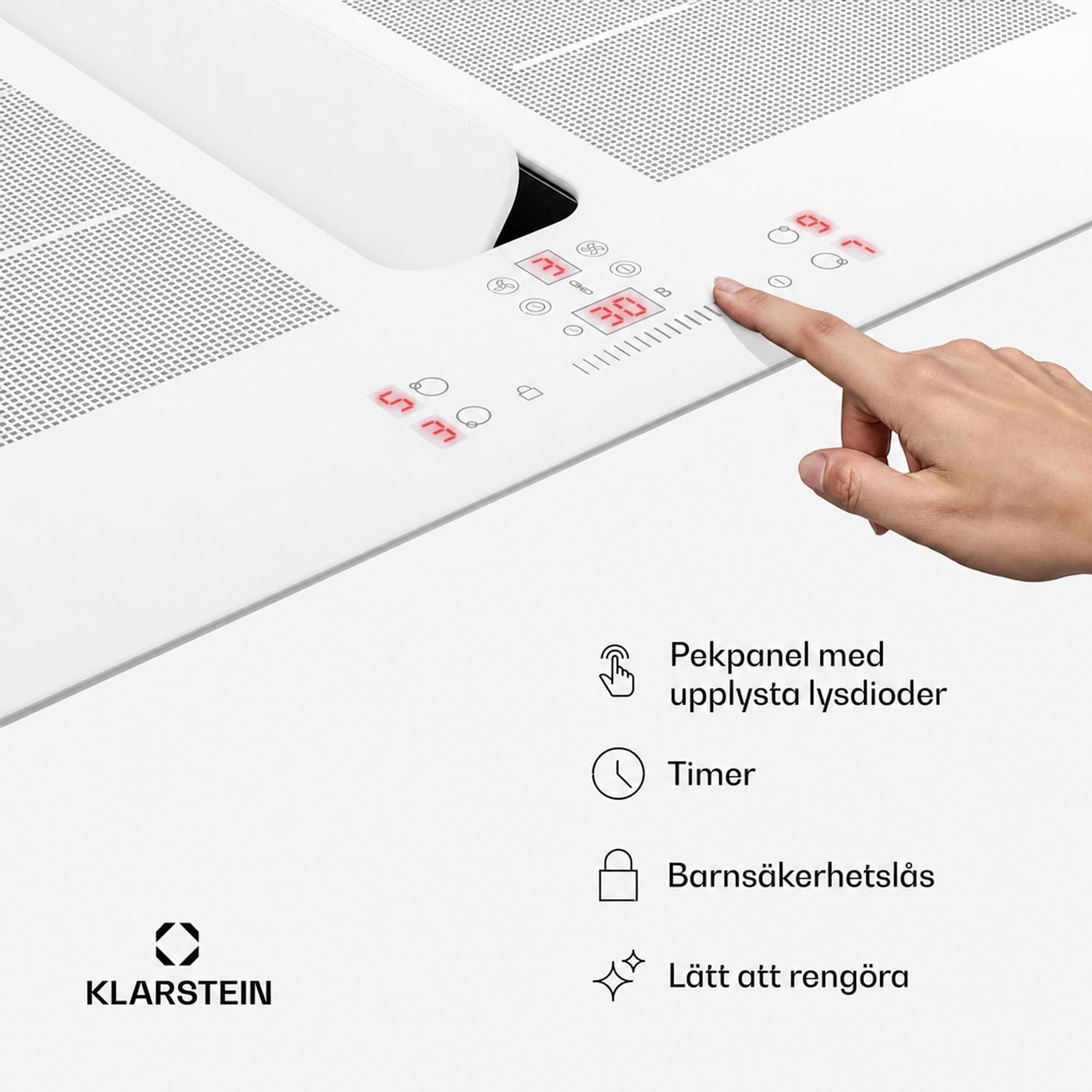 ChefFusion induktionshäll med fläkt | 4 kokzoner | 7200 W | 504,3 m³/h | 60 cm 60 cm | Ramlös | Vit