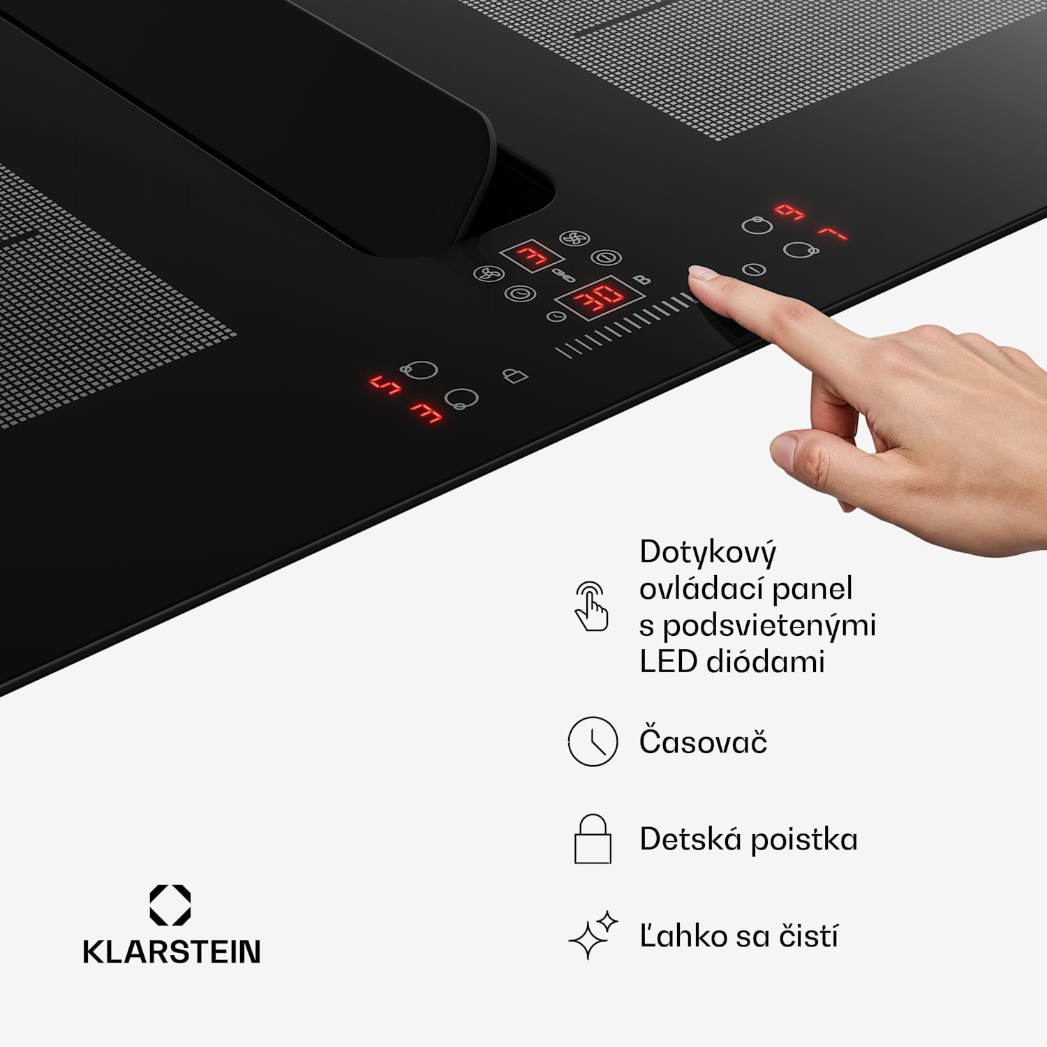 ChefFusion indukčná varná doska s odsávačom pár | 4 varné zóny | 7200 W | 504,3 m³/h | 70 cm 70 cm | Bez rámu | Čierna