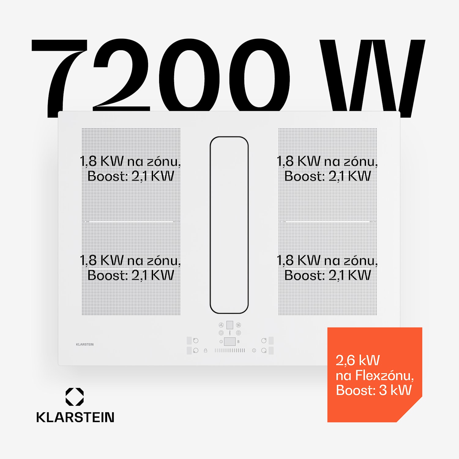 ChefFusion indukčná varná doska s odsávačom pár | 4 varné zóny | 7200 W | 504,3 m³/h | 70 cm 70 cm | Bez rámu | Biela
