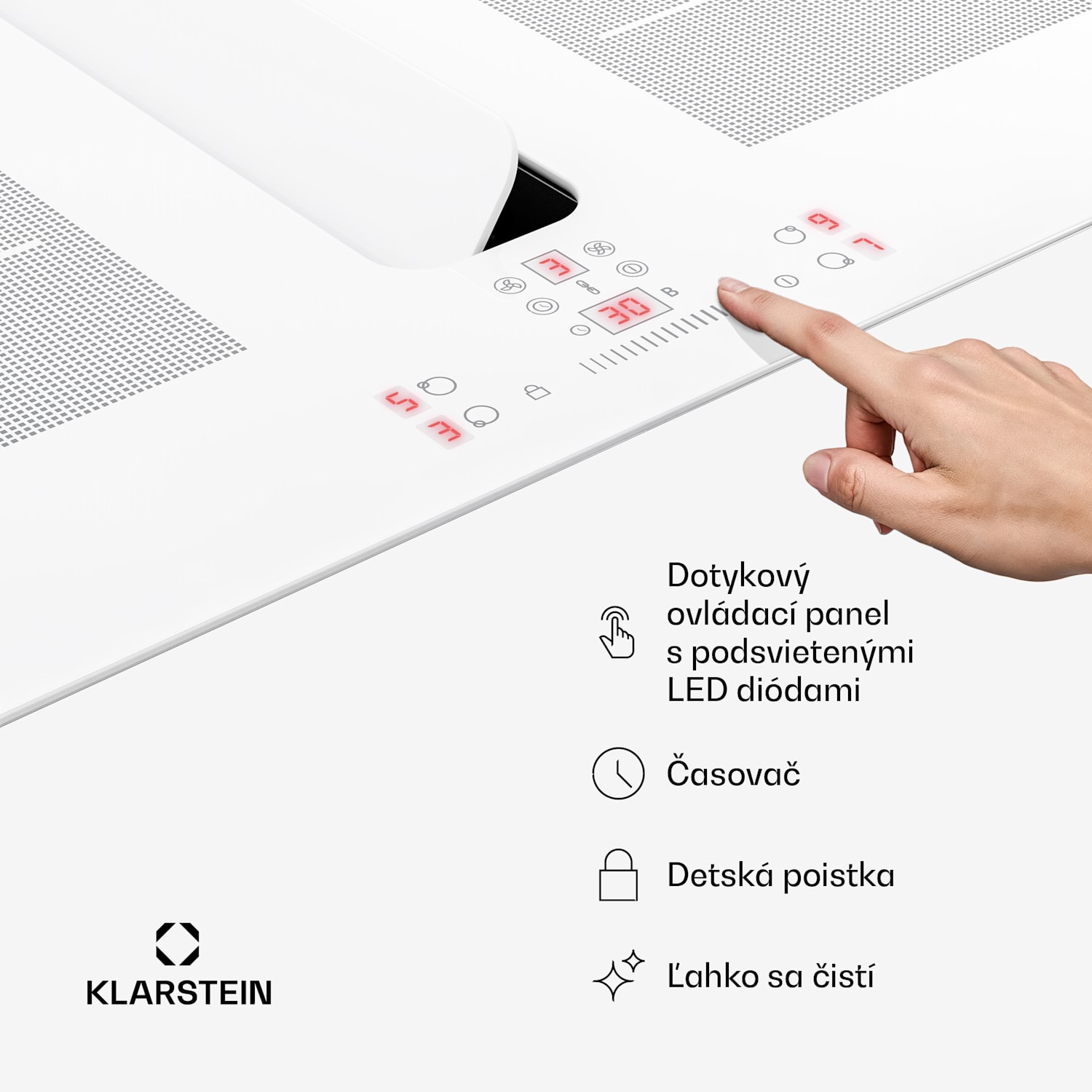 ChefFusion indukčná varná doska s odsávačom pár | 4 varné zóny | 7200 W | 504,3 m³/h | 70 cm 70 cm | Bez rámu | Biela