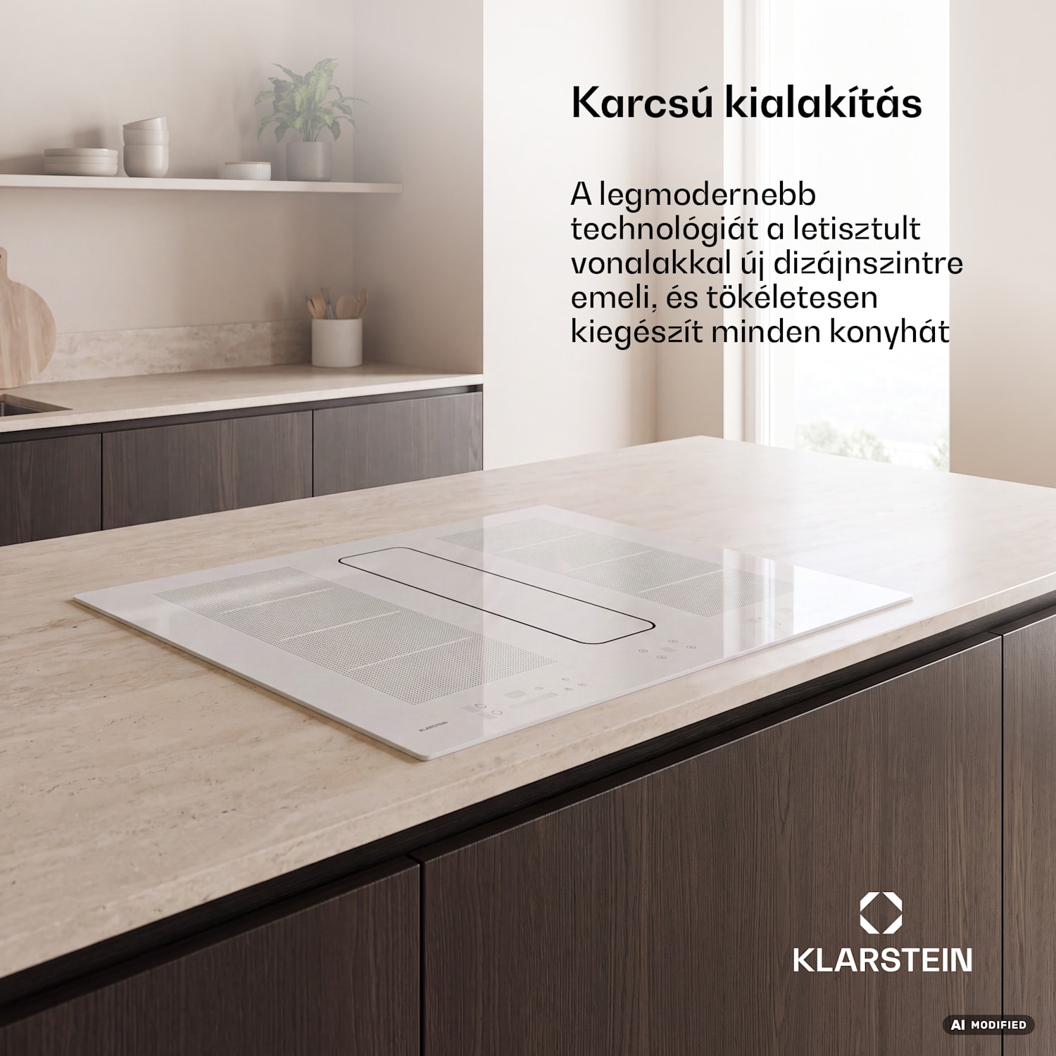 ChefFusion indukciós főzőlap páraelszívóval | 4 főzőzóna zóna | 7200 W | 504,3 m³/h | 80 cm 80 cm | Keret nélküli | Fehér