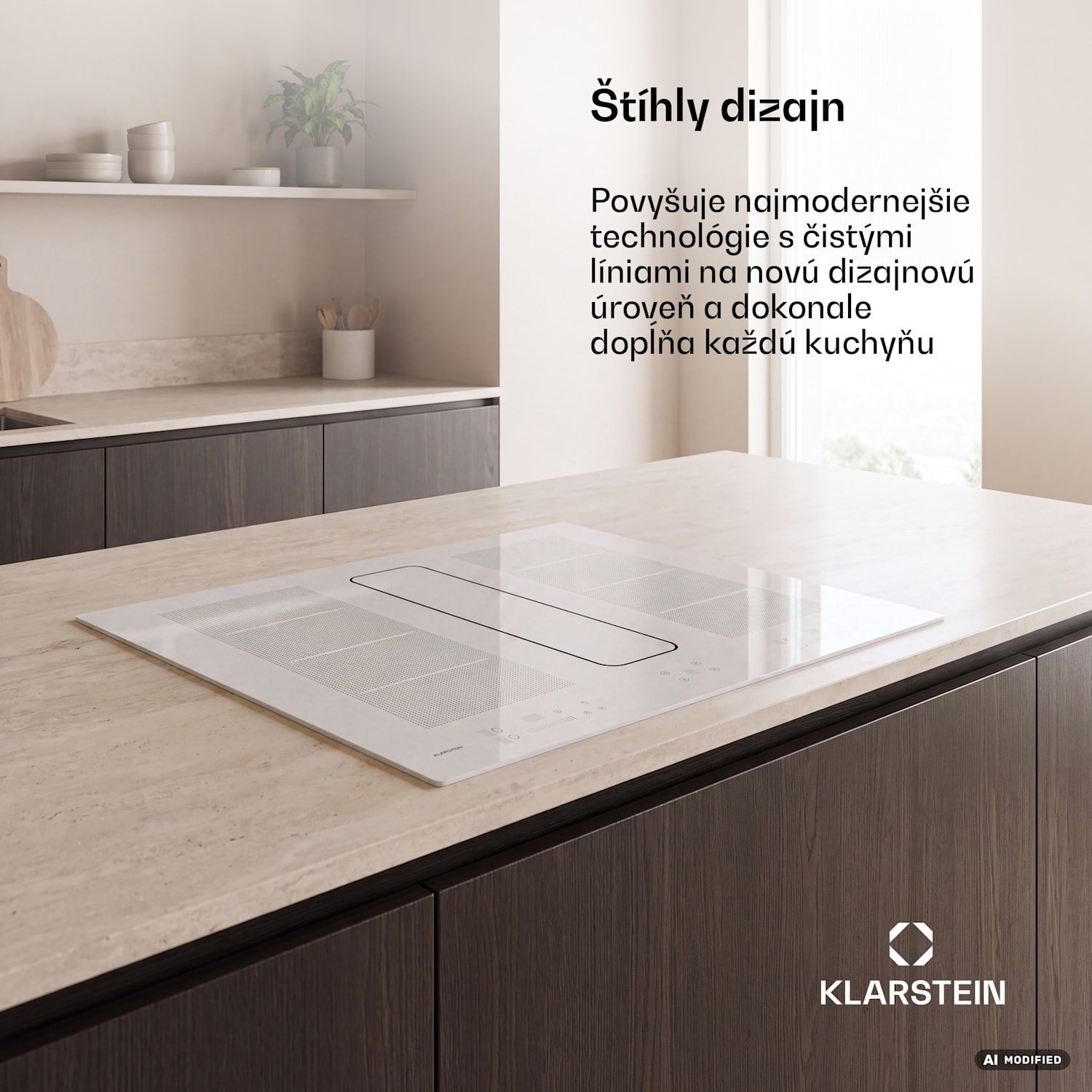 ChefFusion indukčná varná doska s odsávačom pár | 4 varné zóny | 7200 W | 504,3 m³/h | 80 cm 80 cm | Bez rámu | Biela