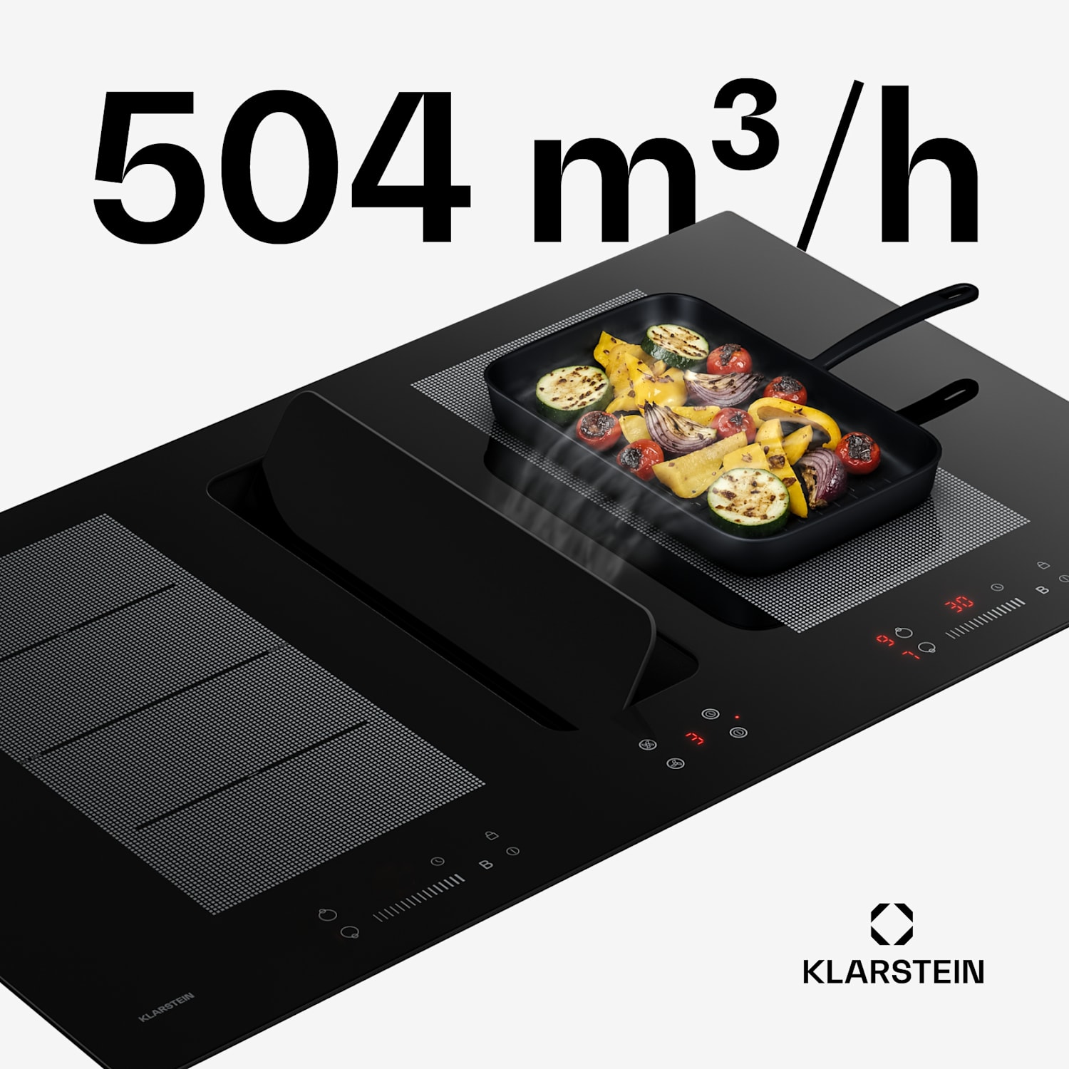 ChefFusion indukční varná deska s odsavačem par | 4 varné zóny | 7200 W | 504,3 m³/h | 90 cm 