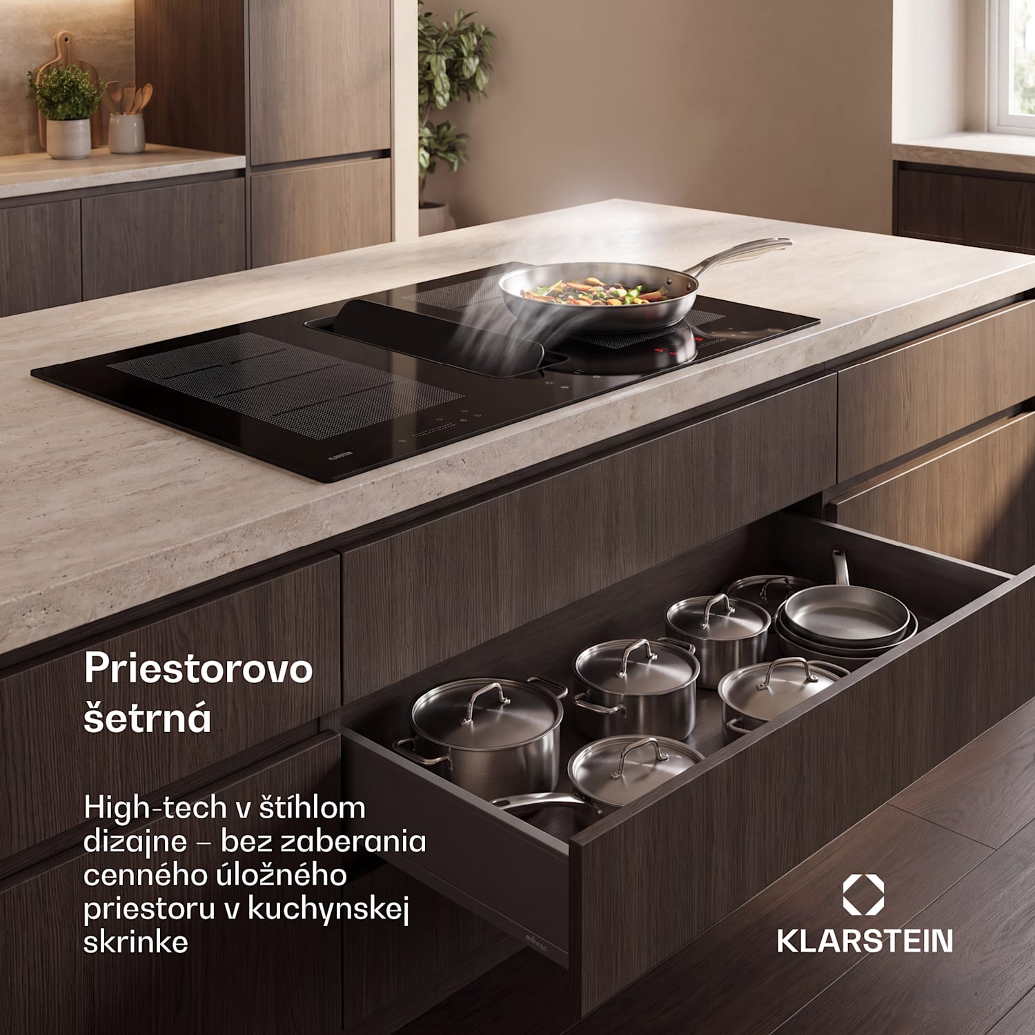 ChefFusion indukčná varná doska s odsávačom pár | 4 varné zóny | 7200 W | 504,3 m³/h | 90 cm 