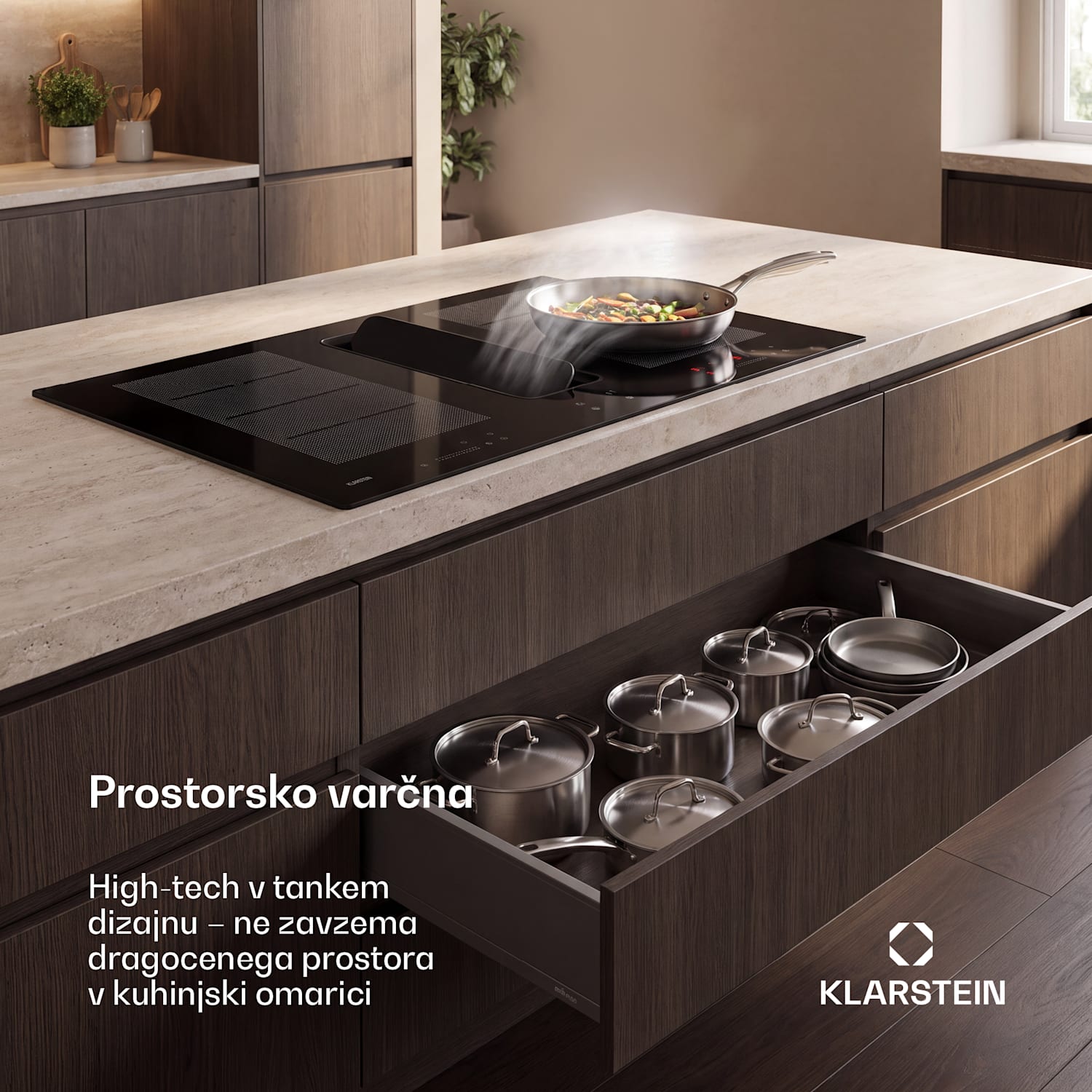 ChefFusion indukcijska kuhalna plošča z odvodom pare | 4 kuhališča | 7200 W | 504,3 m³/h | 90 cm 