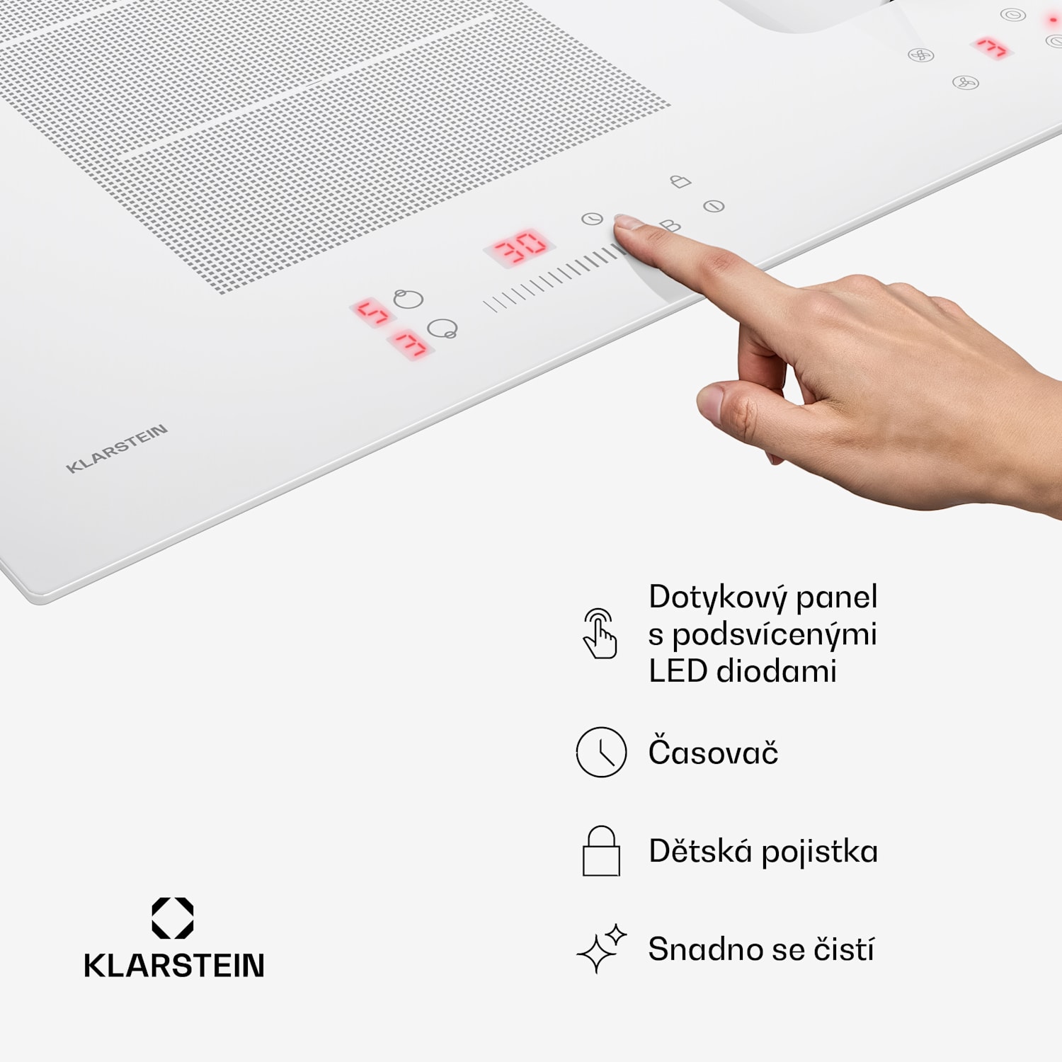 Indukční varná deska s giestoří ChefFusion | 4 varné zóny | 7200 W | 504,3  m³/h | 90 cm 90 cm | Bezrámový | Bílá