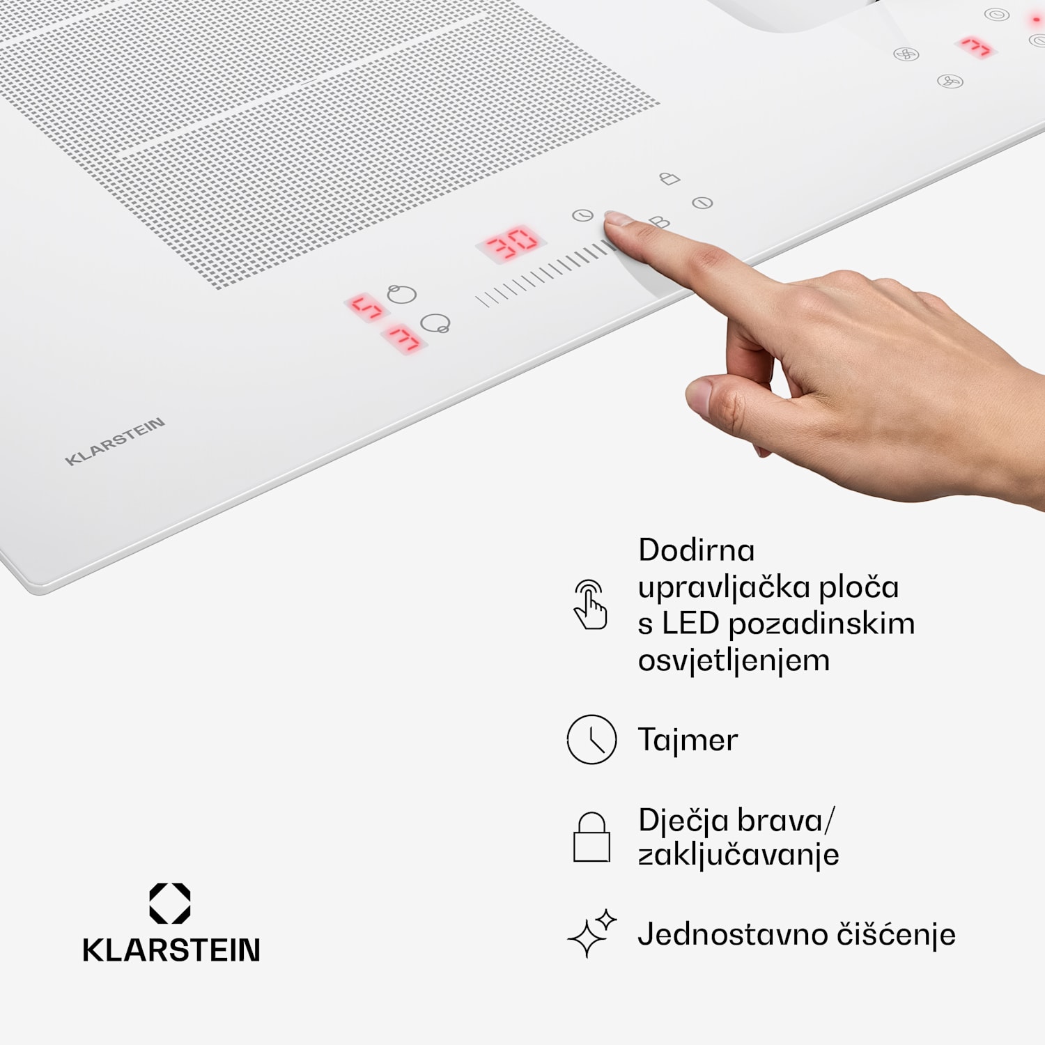 ChefFusion indukcijska ploča s kuhinjskom napom | 4 zone | 7200 W | 504,3 m³/h | 90 cm 90 cm | Bez okvira | Bijela