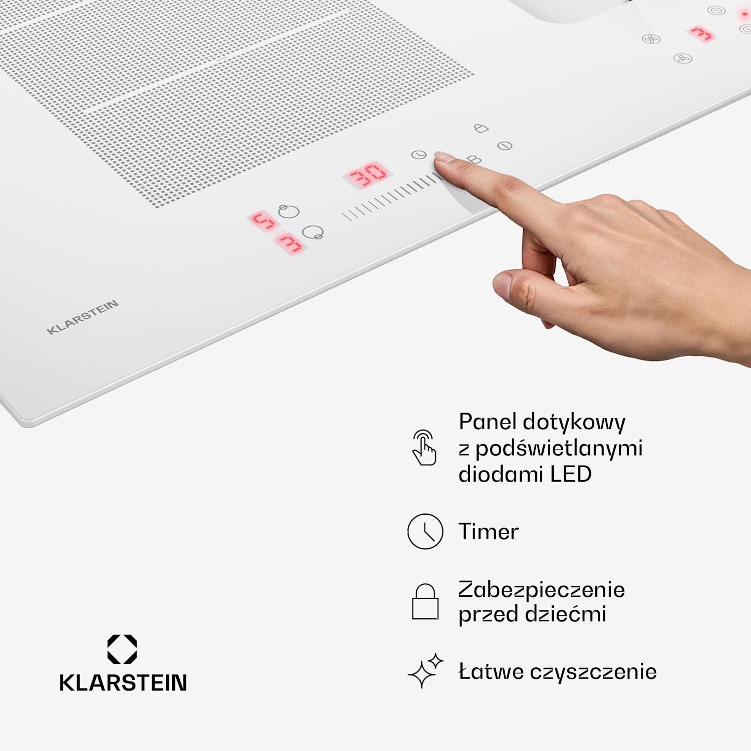 ChefFusion płyta indukcyjna z okapem | 4 pola grzewcze | 7200 W | 504,3 m³/h | 90 cm 90 cm | Bez ramki | Biały