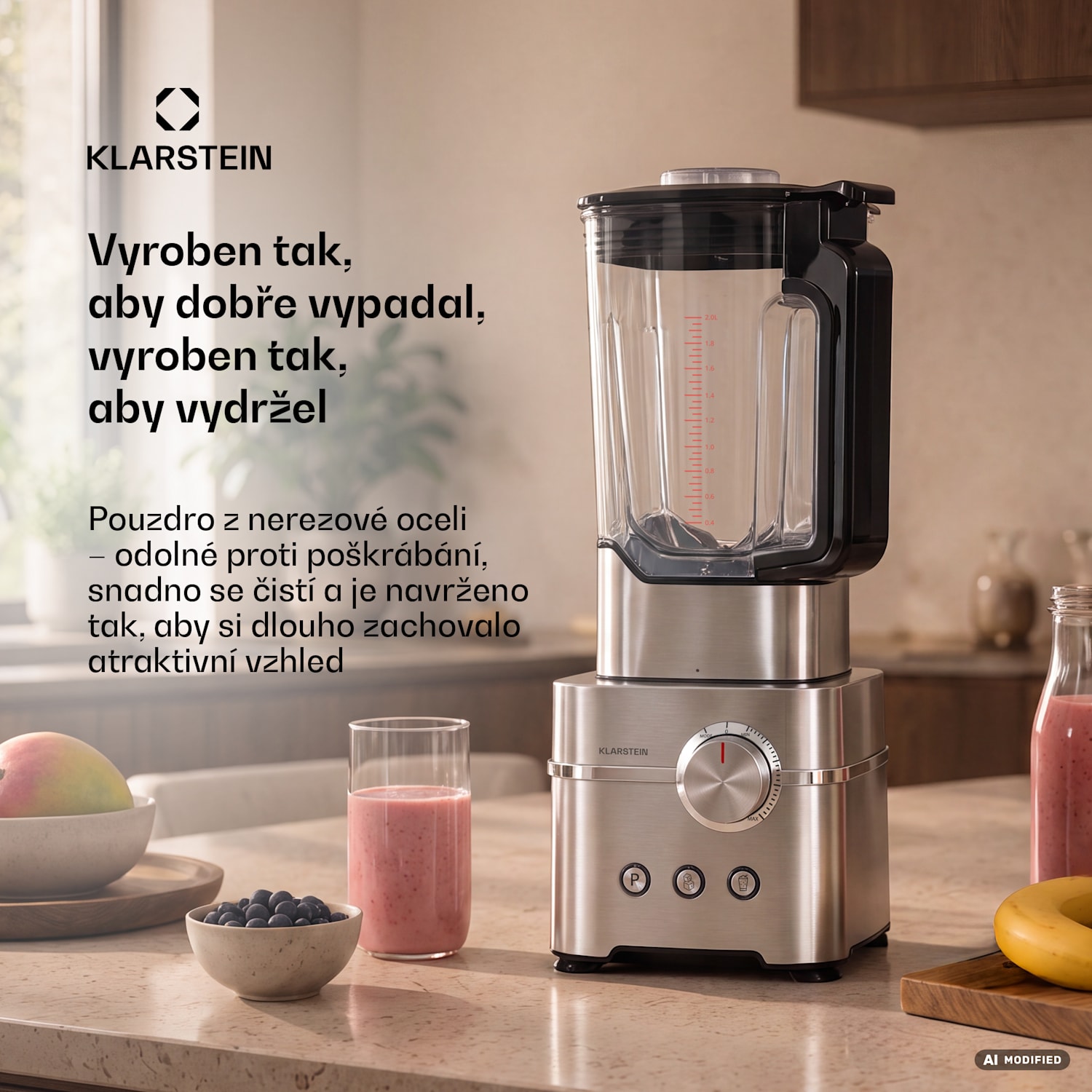 Kraftpaket Pro mixér | Drcený led & smoothie | Pulsní funkce | 2000 W | 30 000 ot./min | 2 l 