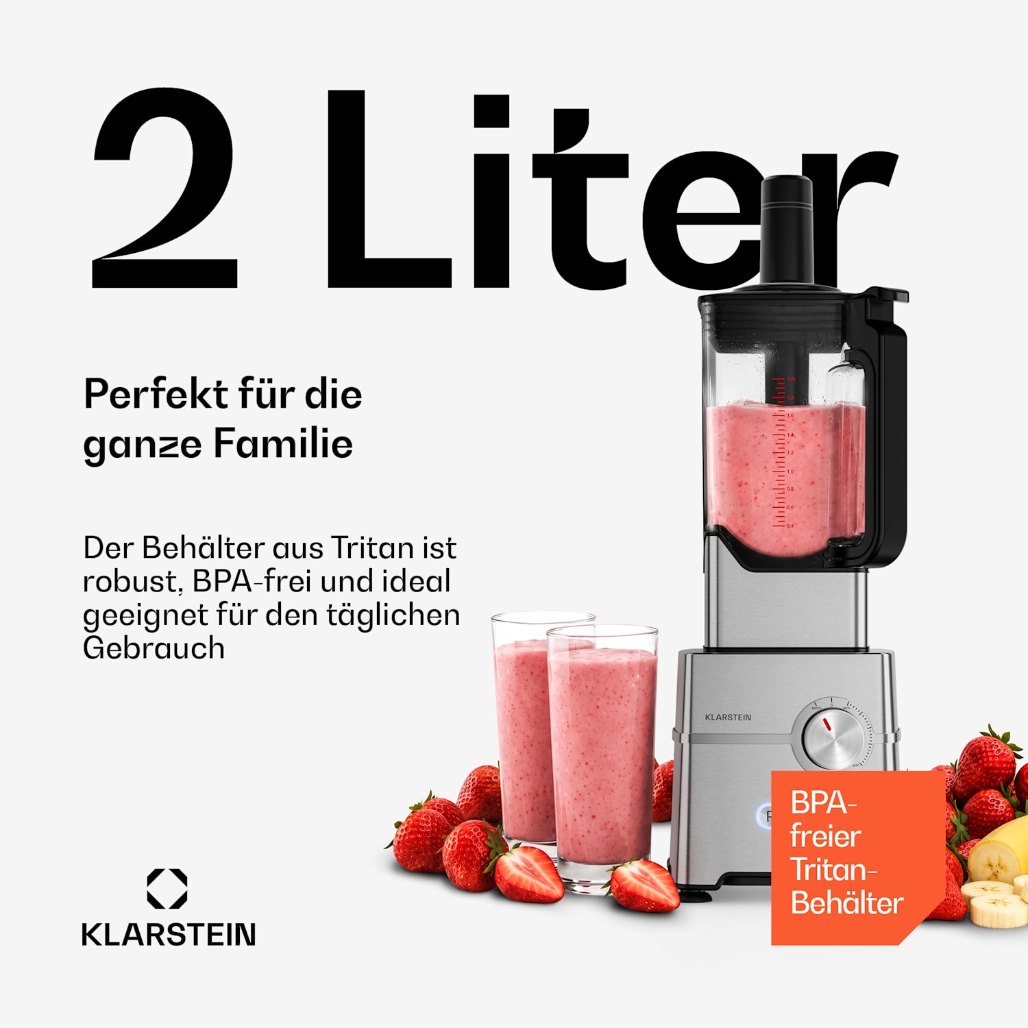 Kraftpaket Pro Mixer | Crushed Ice & Smoothies | Pulsfunktion | 2000 W | 30000 U/min | 2 L 