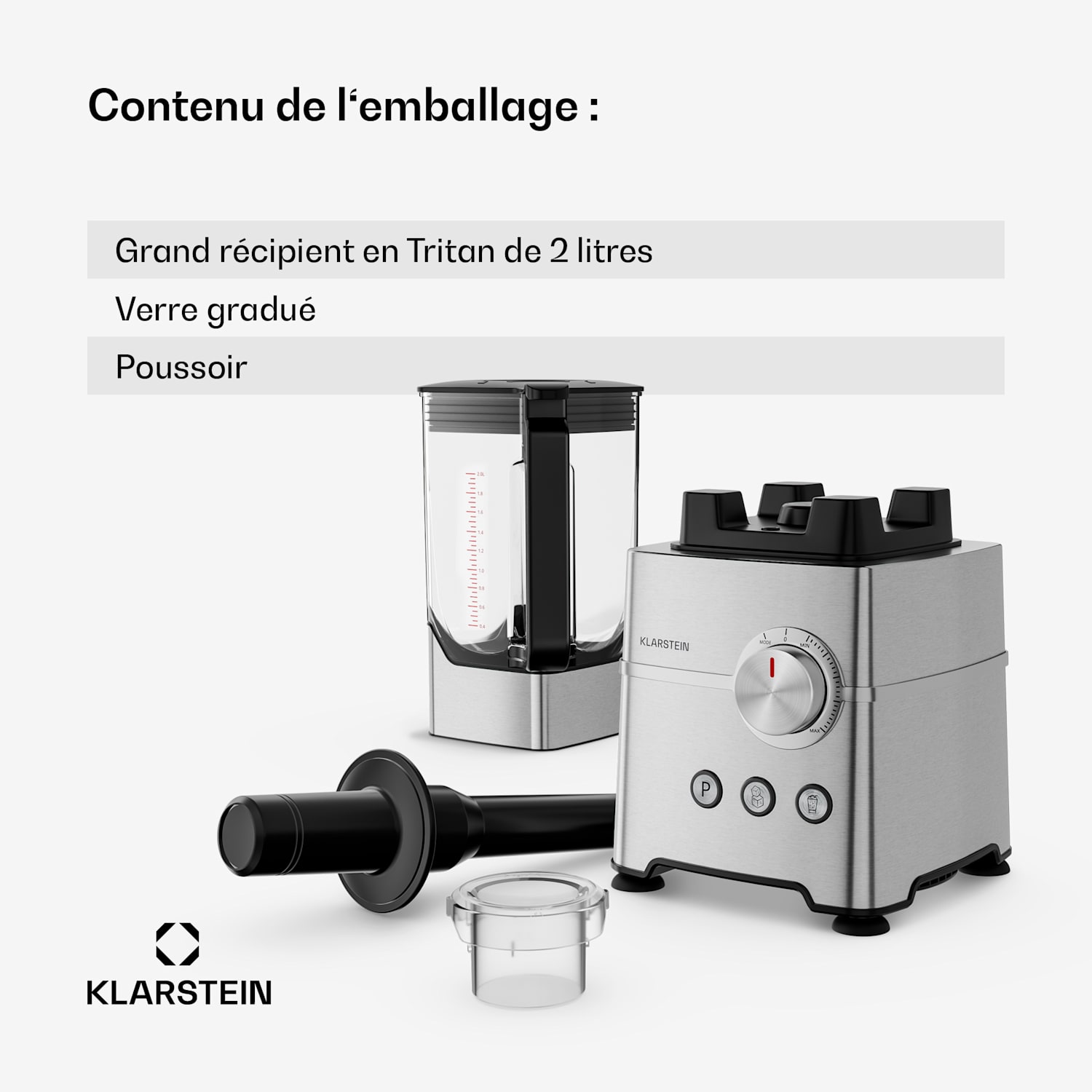 Kraftpaket Pro mixeur | Glace pilée & smoothies | Fonction pulse | 2000 W | 30000 tr/min | 2 L 