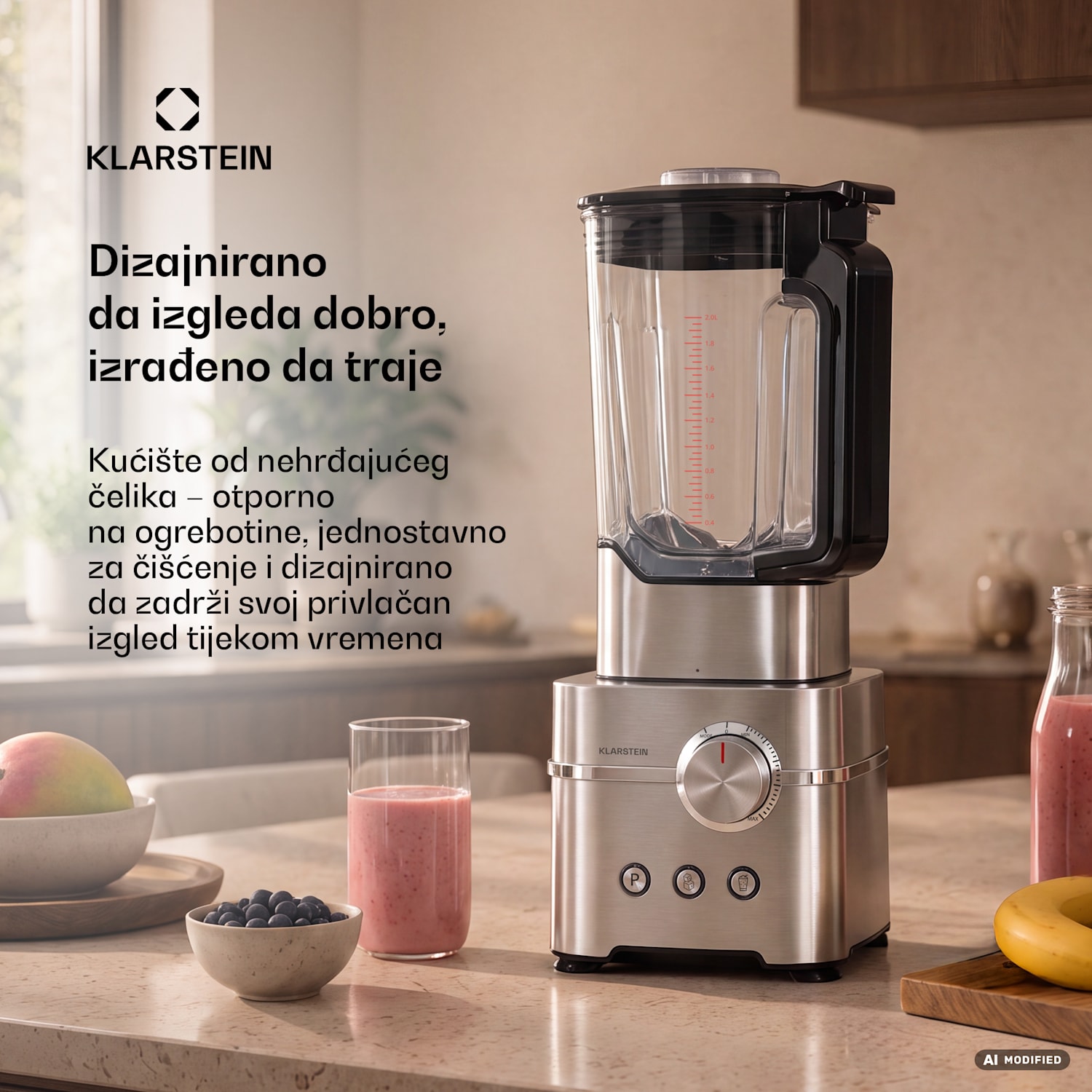 Kraftpaket Pro mikser | Drobljeni led & smoothie | Pulsna funkcija | 2000 W | 30000 o/min | 2 L 