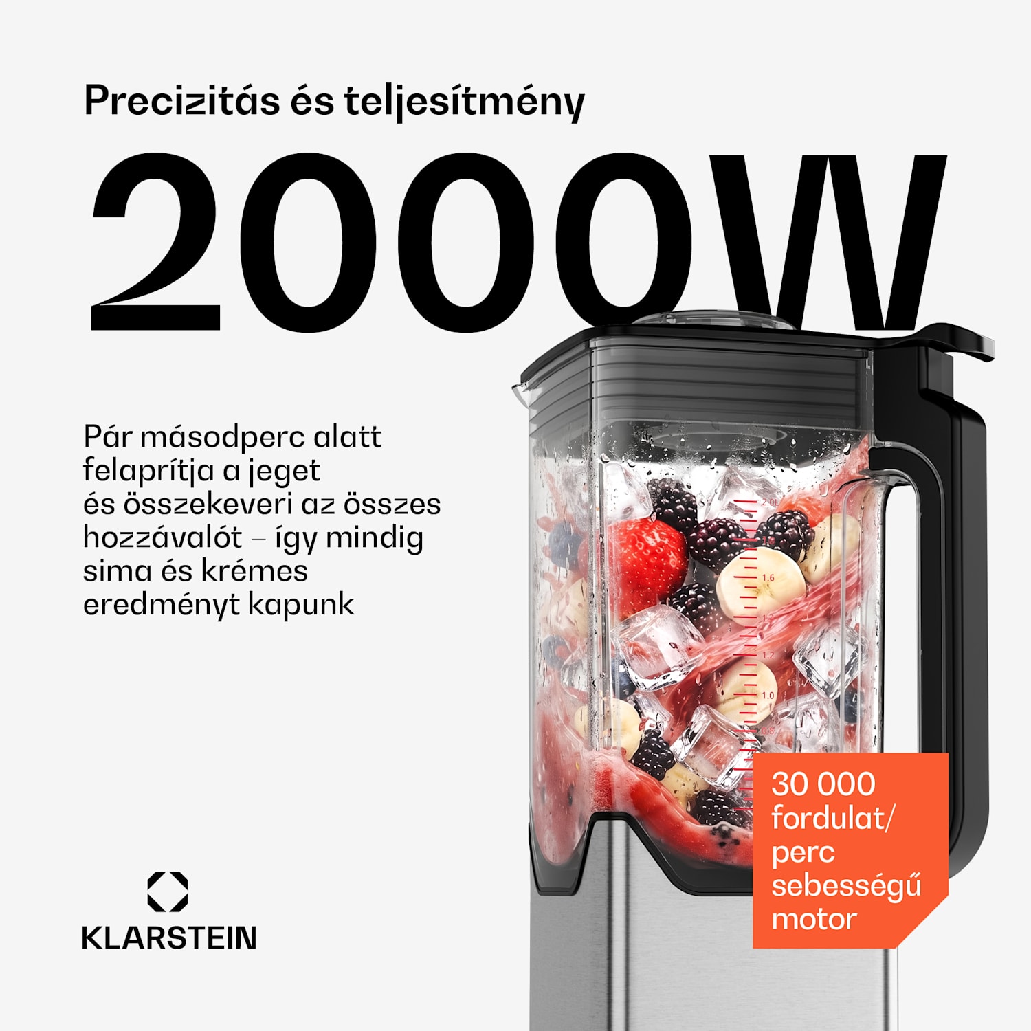 Kraftpaket Pro turmixgép | Crushed Ice & Smoothiek | Pulzus funkció | 2000 W | 30000 ford./perc | 2 L 