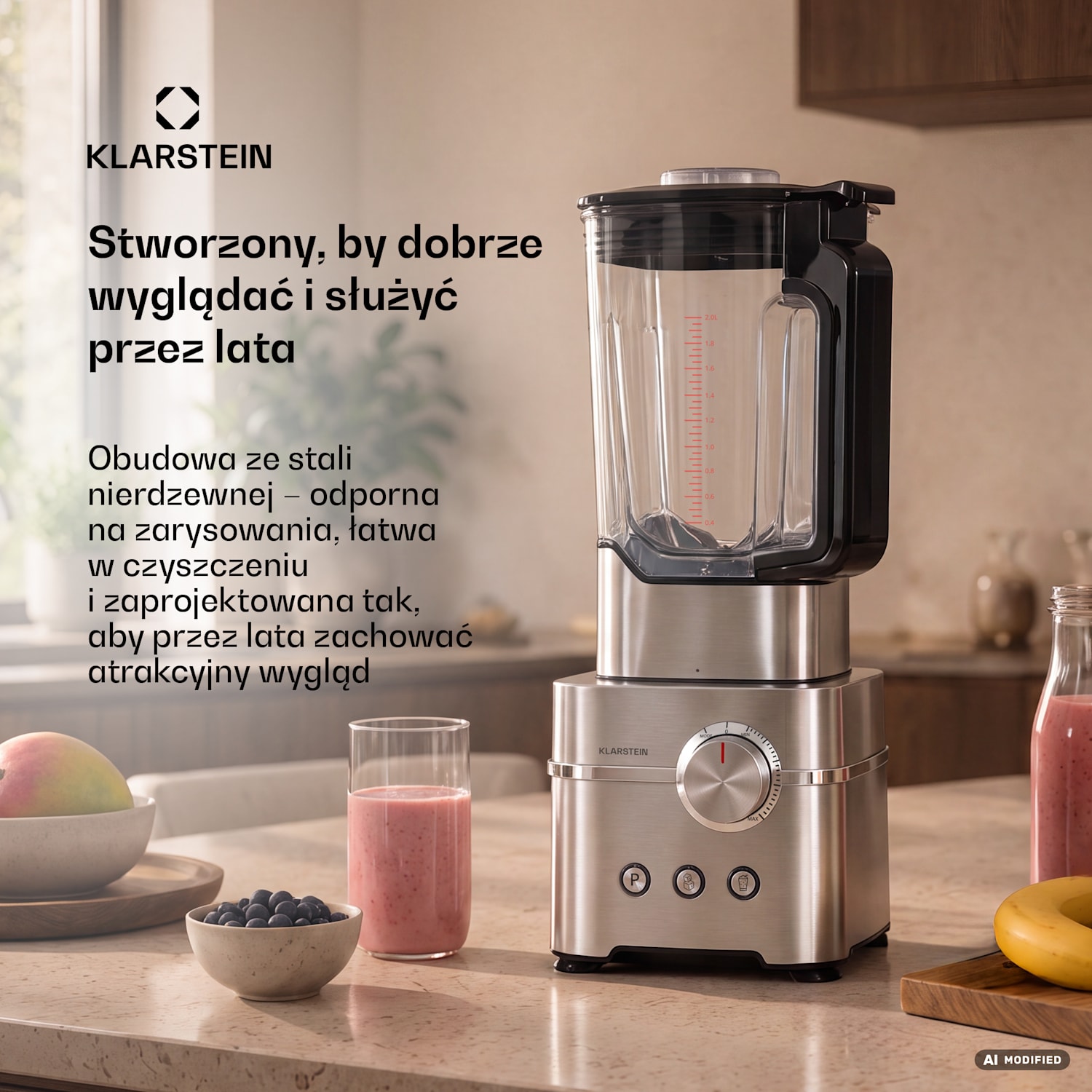 Kraftpaket Pro mikser | kruszony lód i smoothie | funkcja pulsacyjna | 2000 W | 30000 obr./min | 2 L 