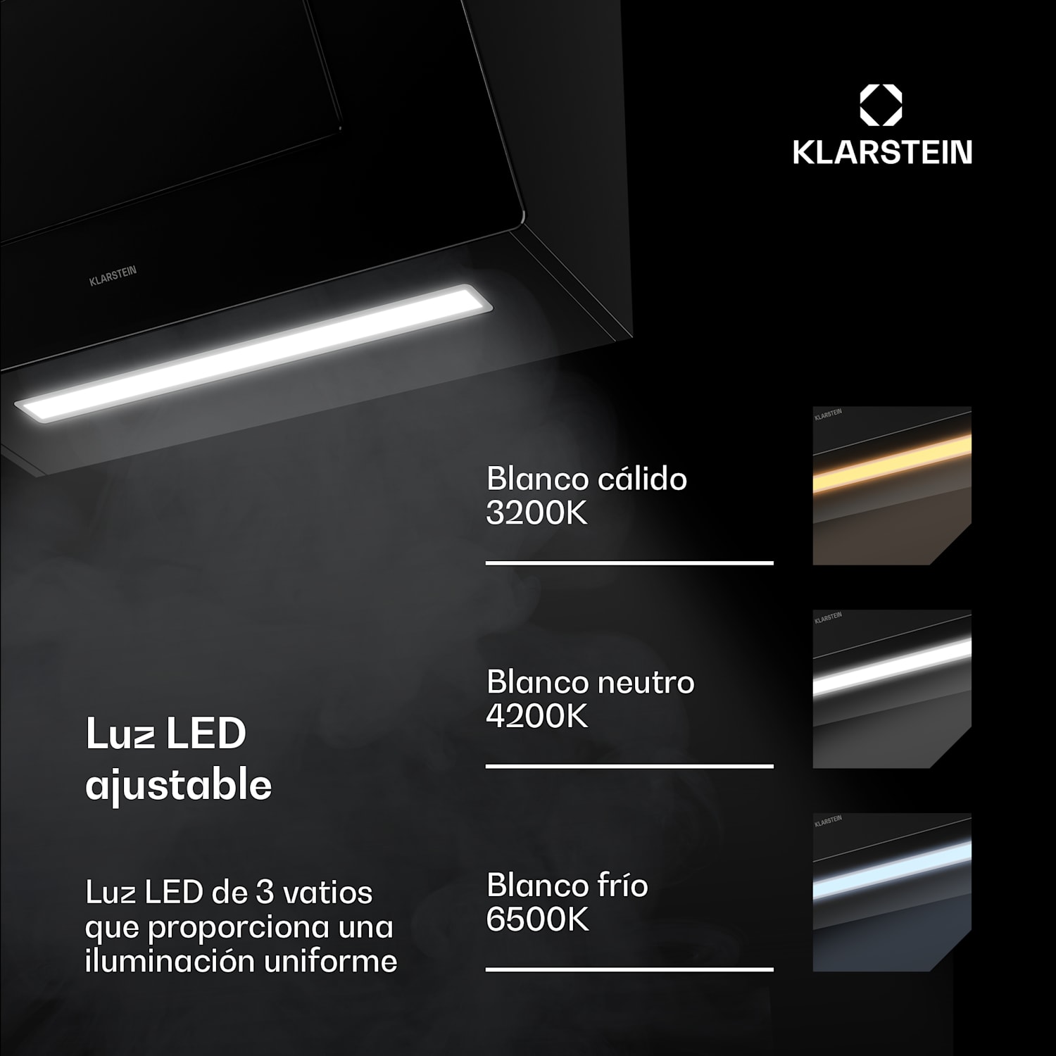 SleekAir campana extractora inclinada | Modos de extracción y recirculación | Diseño elegante | 720 m³/h | 60 cm 60 cm | Negro