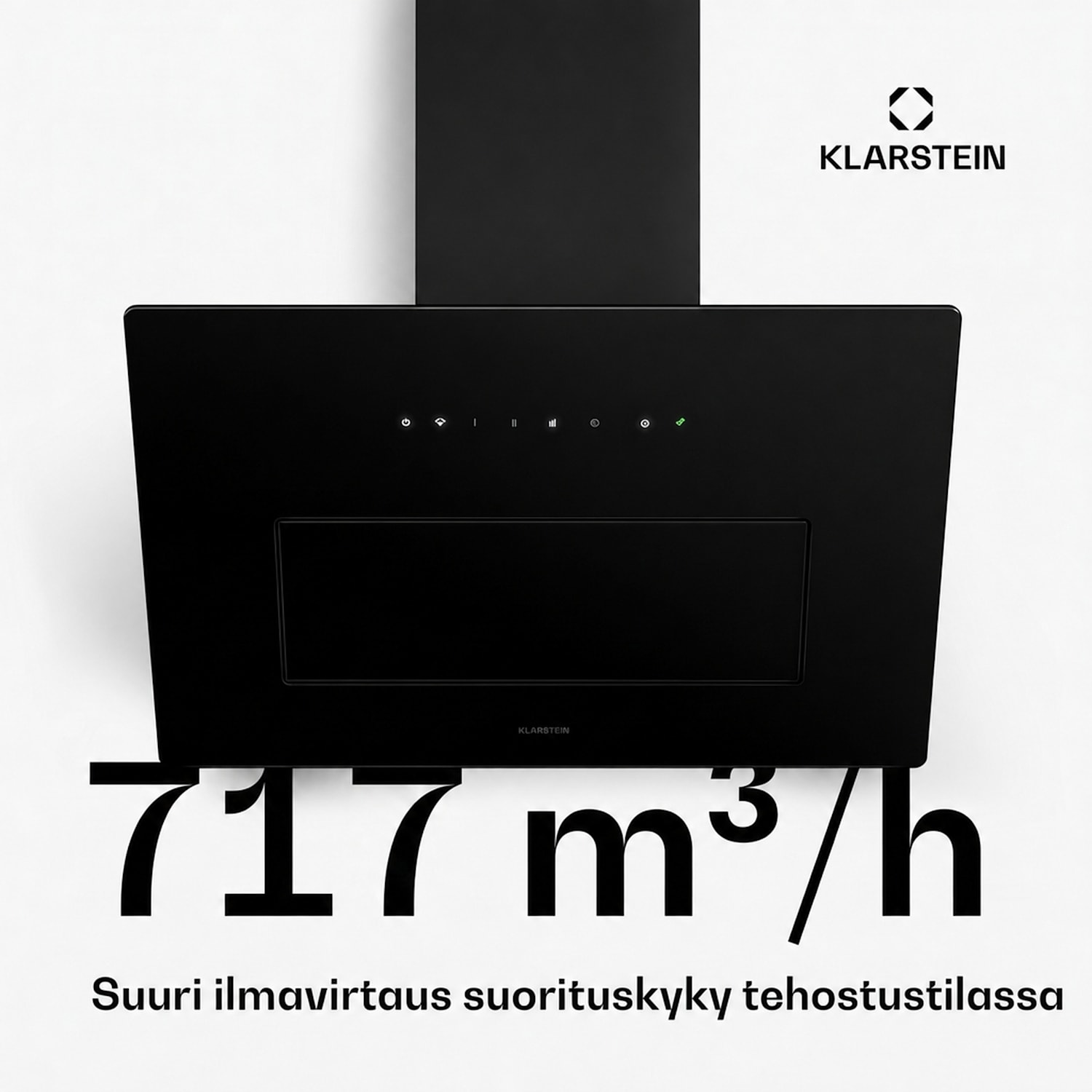 SleekAir päänvapaa liesituuletin | Poisto- ja kiertoilmatila | Tyylikäs muotoilu | 720 m³/h | 60 cm 60 cm | Musta