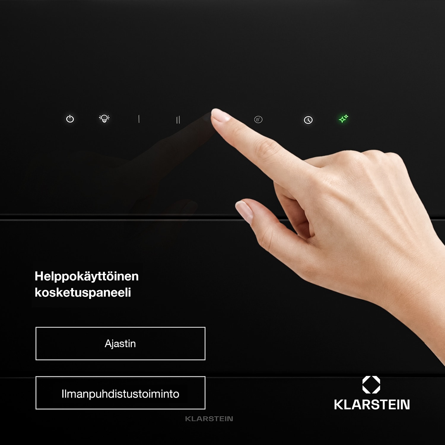 SleekAir päänvapaa liesituuletin | Poisto- ja kiertoilmatila | Tyylikäs muotoilu | 720 m³/h | 60 cm 60 cm | Musta