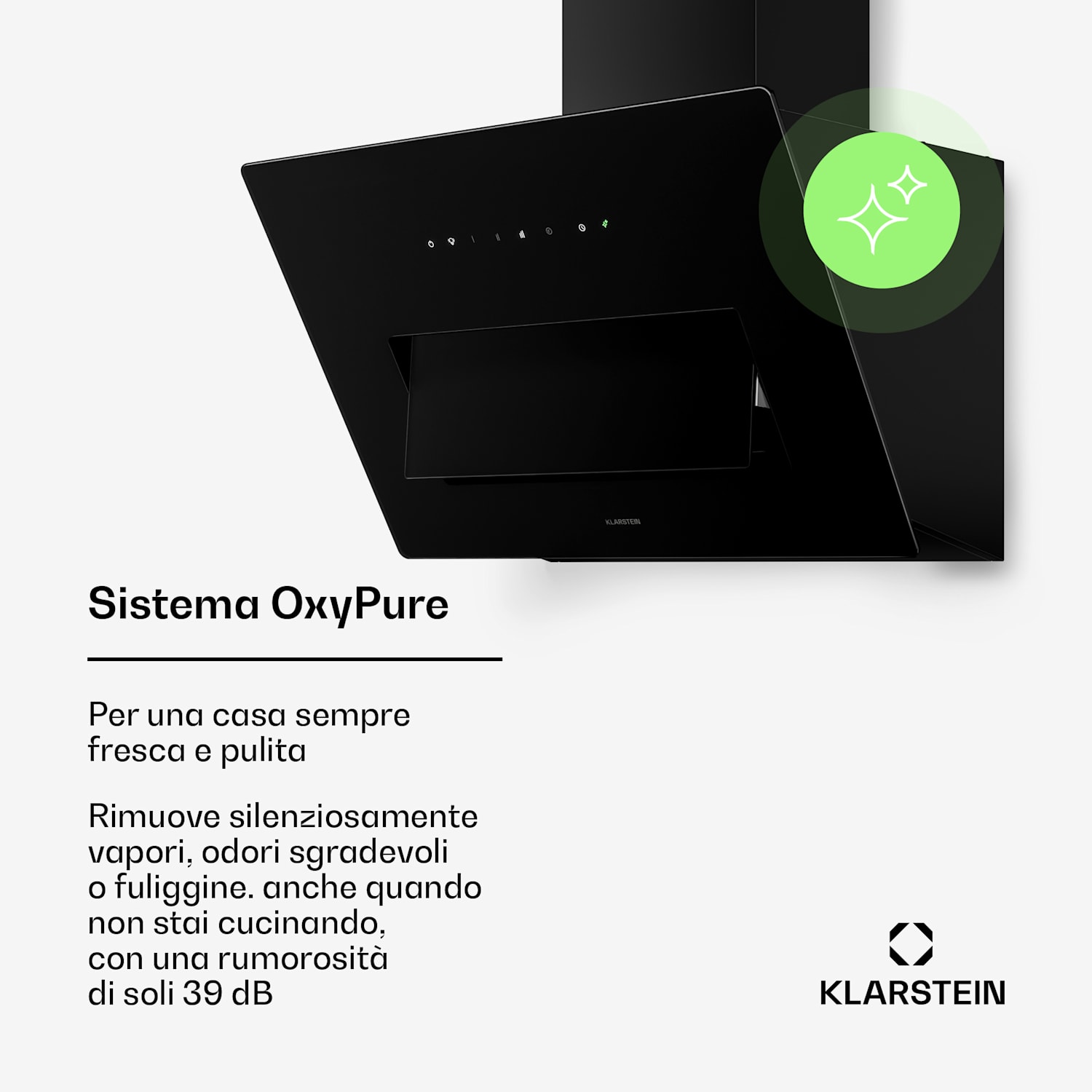 SleekAir - Cappa inclinata | Modalità di scarico e ricircolo | Design elegante | 720 m³/ora | 60 cm 60 cm | Nero