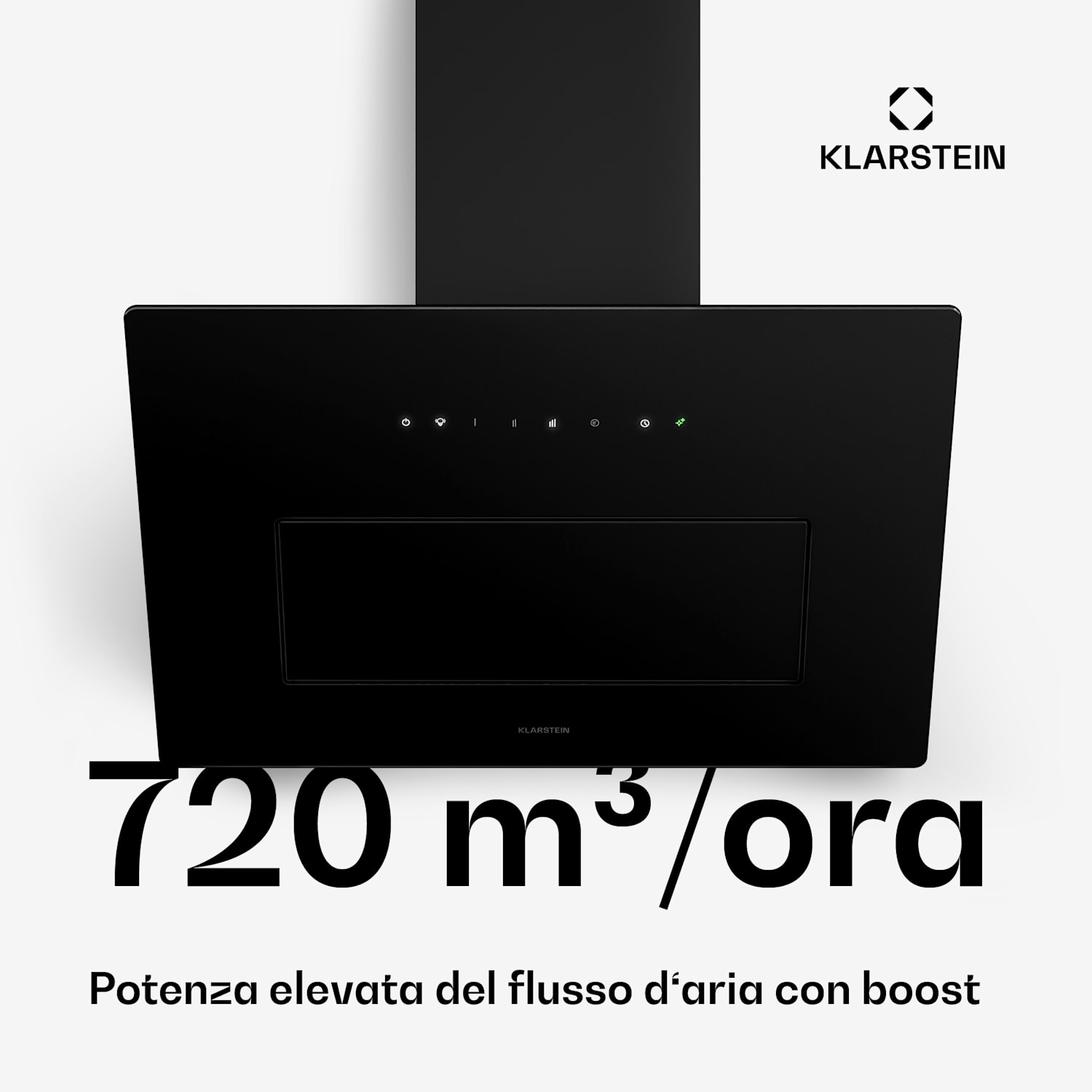 SleekAir - Cappa inclinata | Modalità di scarico e ricircolo | Design elegante | 720 m³/ora | 60 cm 60 cm | Nero