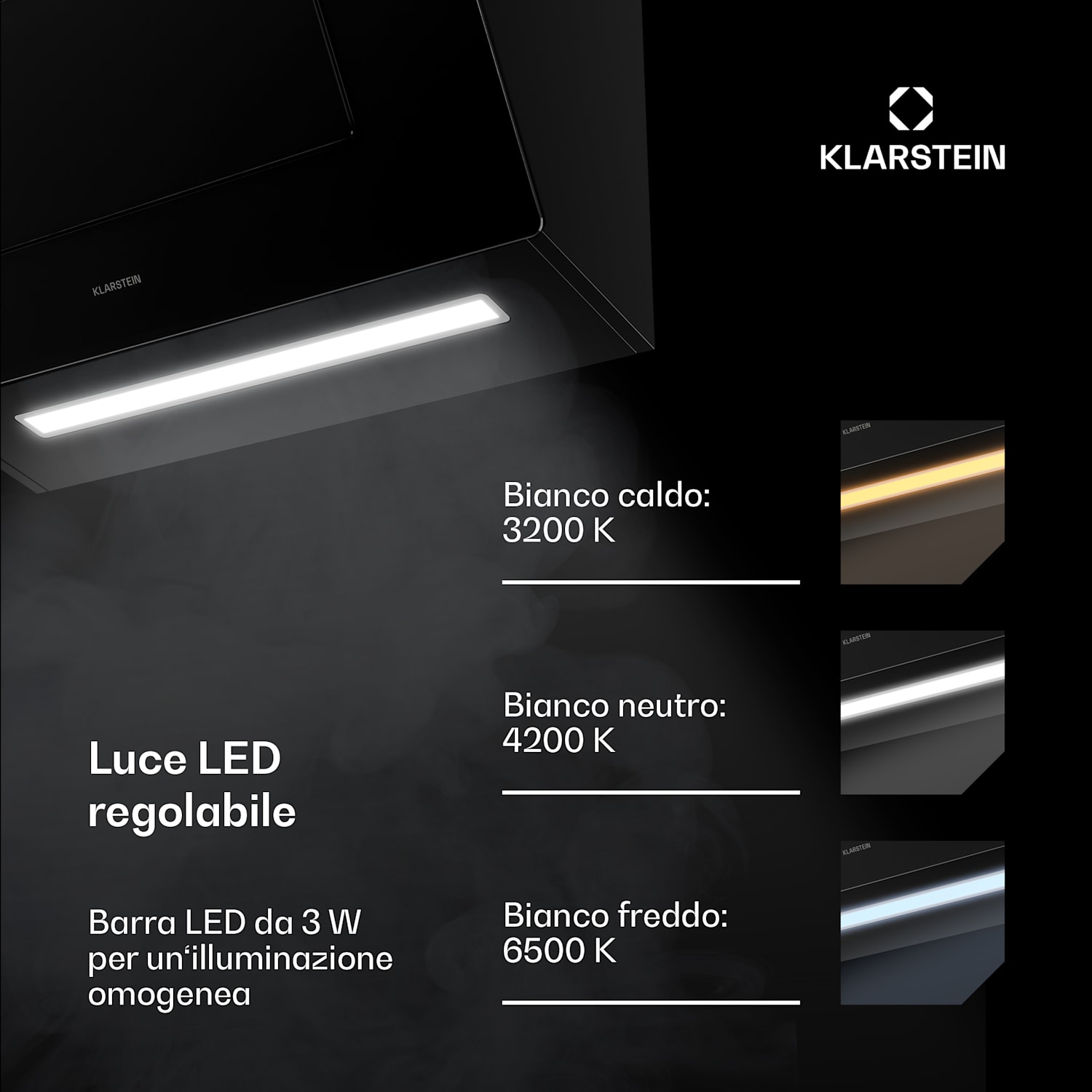 SleekAir - Cappa inclinata | Modalità di scarico e ricircolo | Design elegante | 720 m³/ora | 60 cm 60 cm | Nero