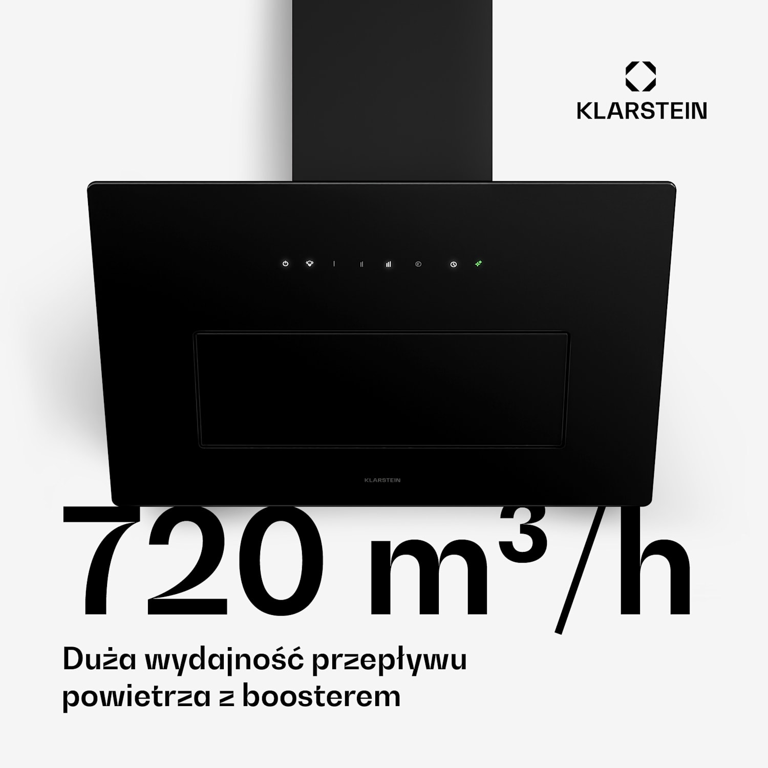 Skośny okap kuchenny SleekAir | Tryb otwarty i zamknięty | Wysokiej jakości konstrukcja | 720 m³/h | 60 cm 60 cm | Czarny