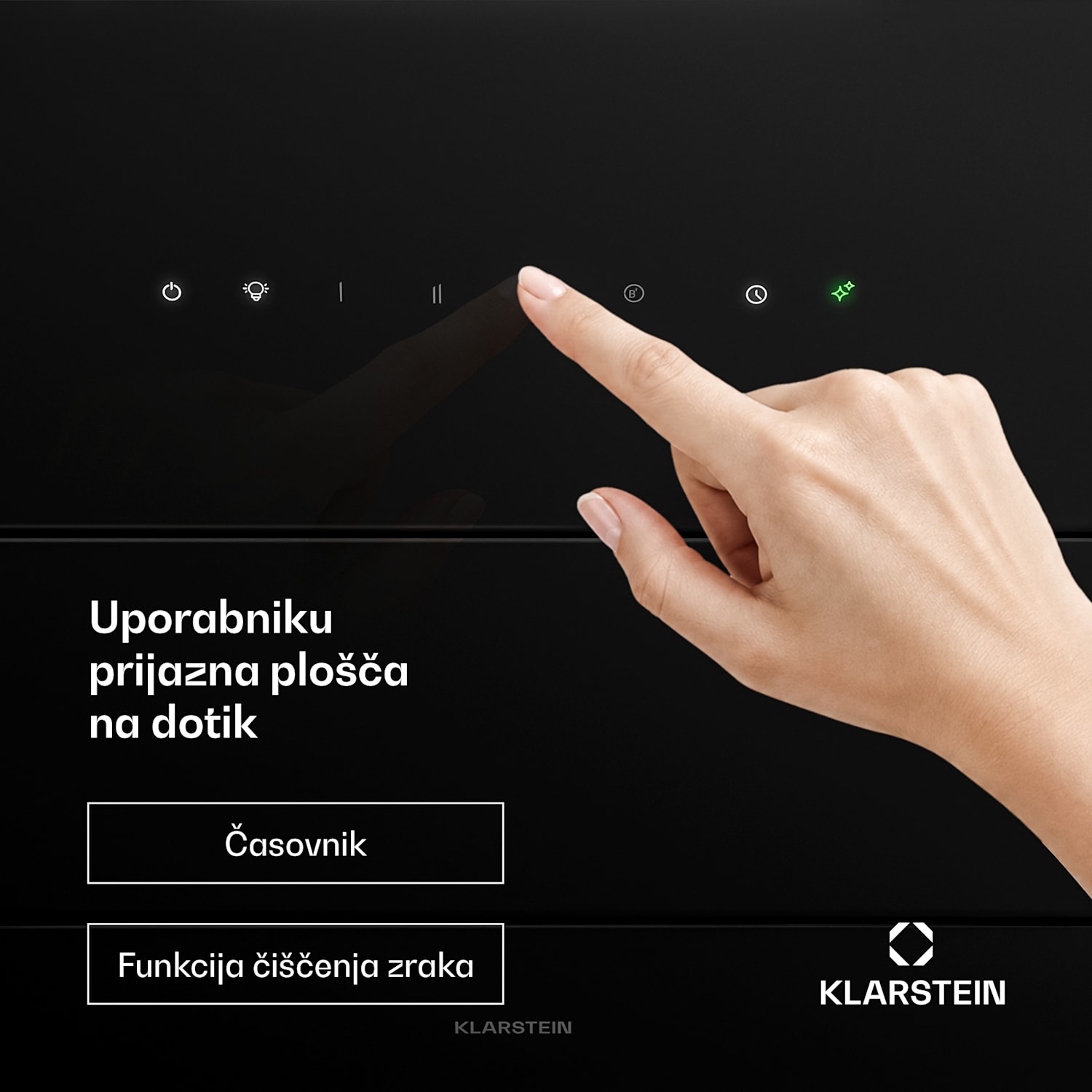 Sleek Air poševna kuhinjska napa | Načini izpihovanja in recirkulacije | Plemenita zasnova | 720 m³/h | 60 cm 60 cm | Črna