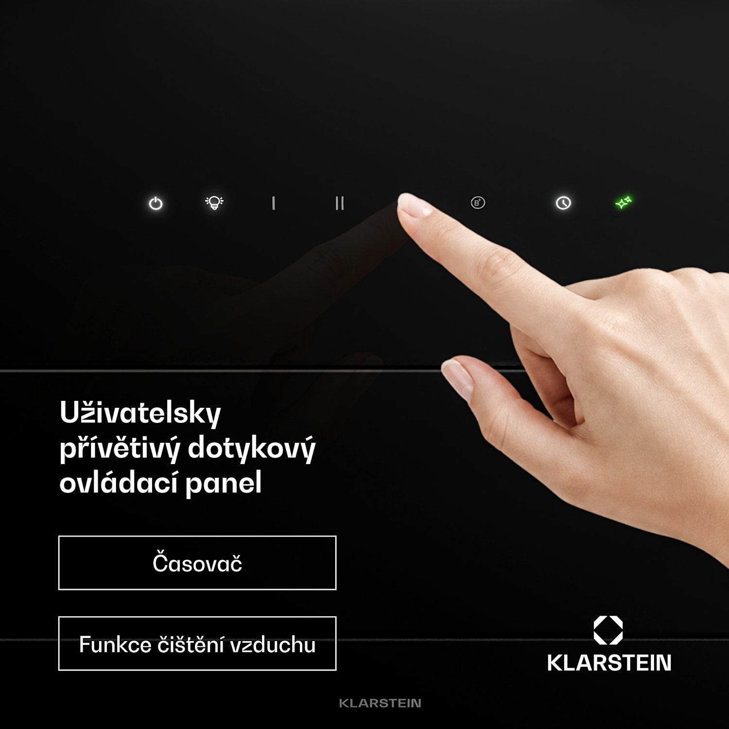 Šikmá digestoř SleekAir | Režimy odsávání a recirkulace | Elegantní design | 720 m³/h | 90 cm 90 cm | Černá