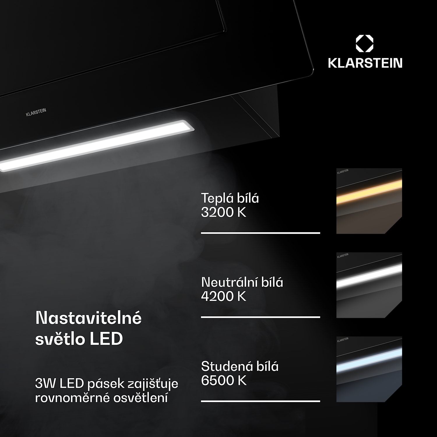 Šikmá digestoř SleekAir | Režimy odsávání a recirkulace | Elegantní design | 720 m³/h | 90 cm 90 cm | Černá