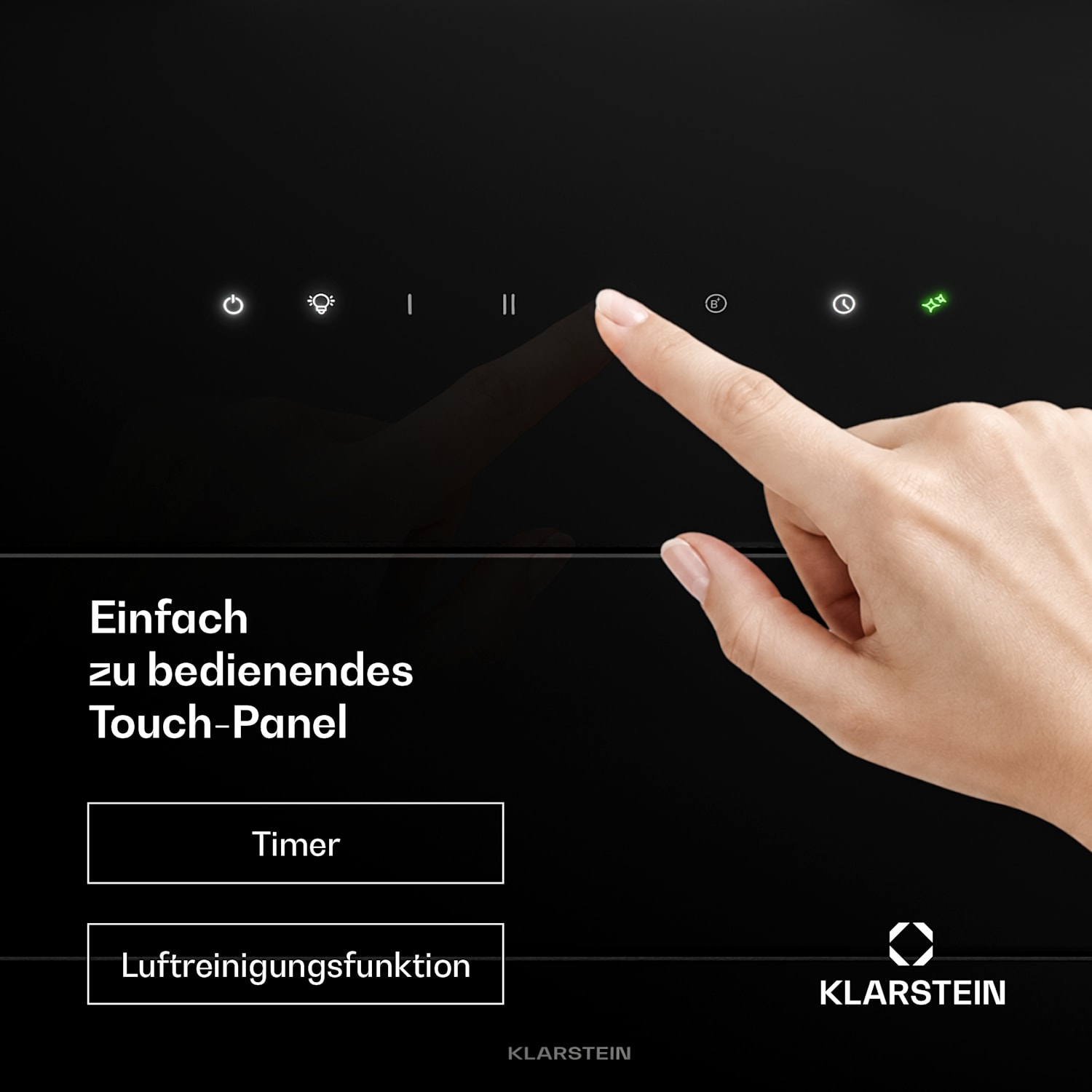 SleekAir Kopffreihaube | Abluft- und Umluftmodus | Elegantes Design |  720 m³/h | 90 cm 90 cm | Schwarz