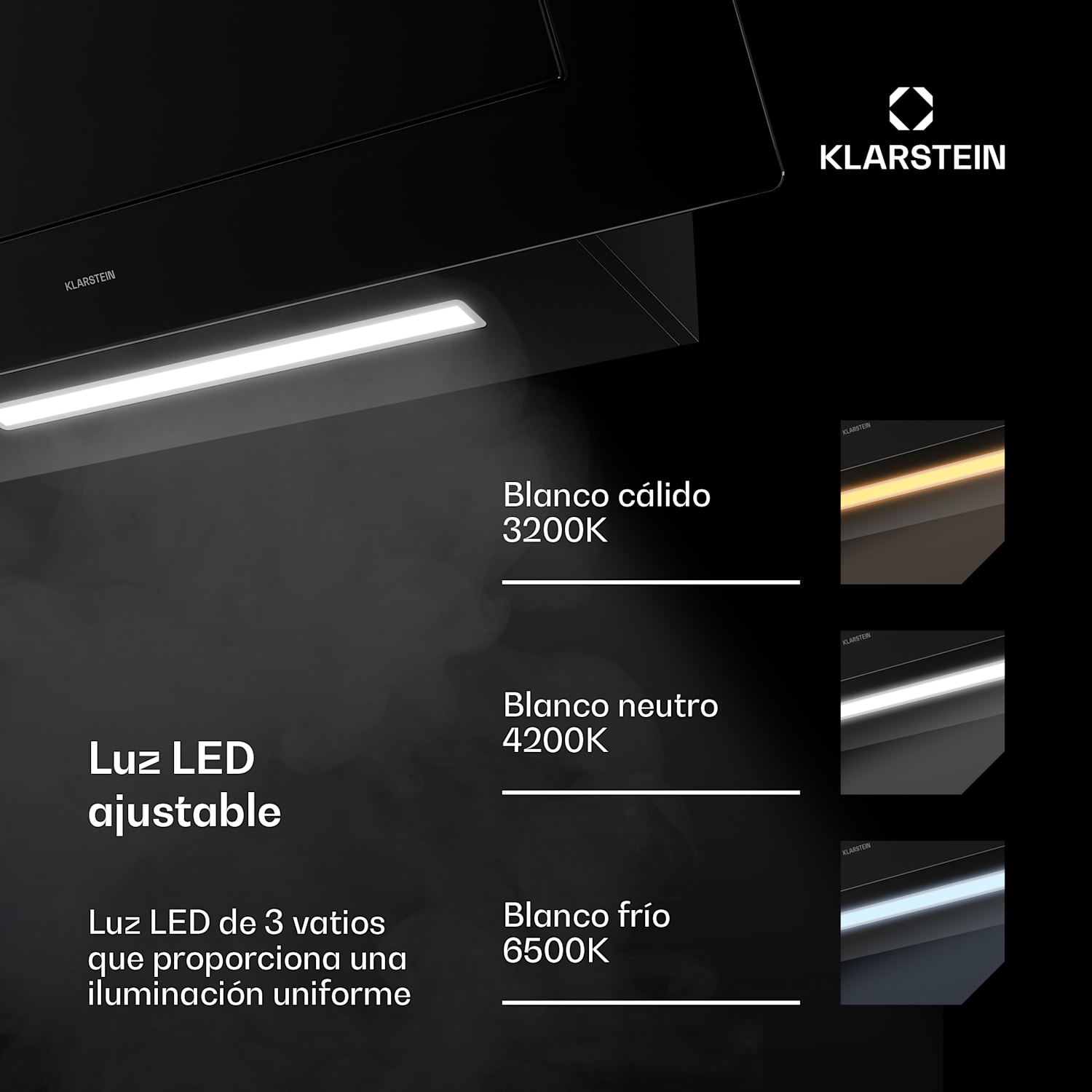 SleekAir campana extractora inclinada | Modos de extracción y recirculación | Diseño elegante | 720 m³/h | 90 cm 90 cm | Negro