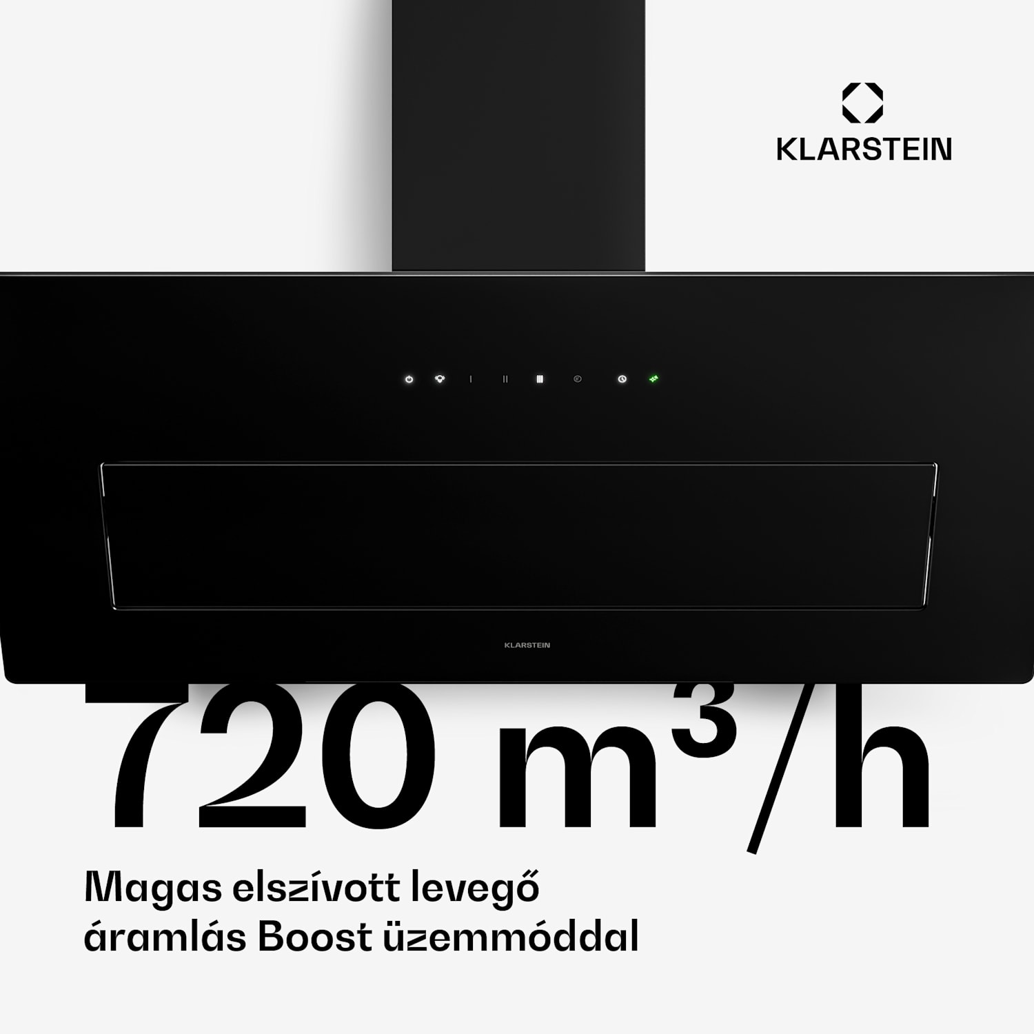 SleekAir ferde páraelszívó | Elszívási és recirkulációs üzemmódok | Elegáns kialakítás | 720 m³/h | 90 cm 90 cm | Fekete