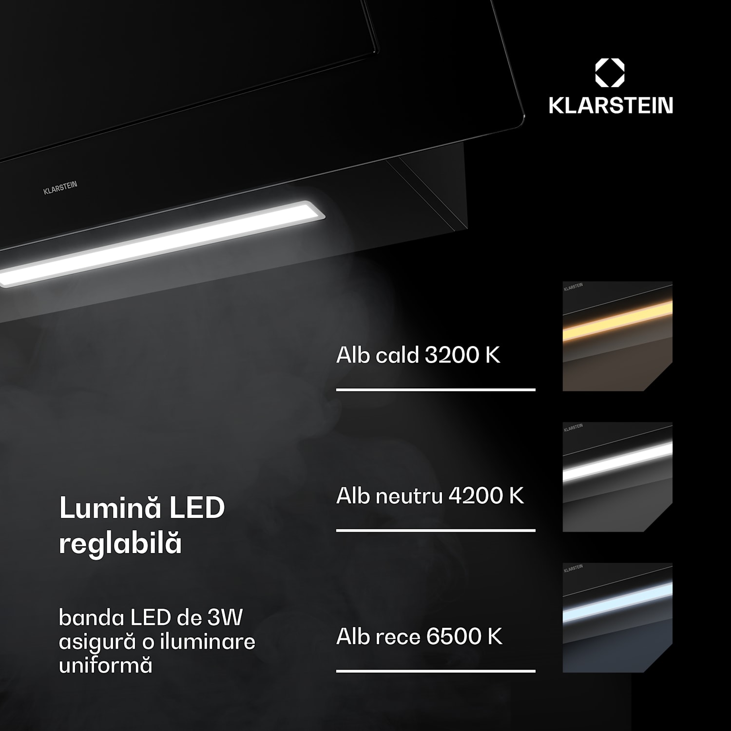 Hota înclinată SleekAir | Moduri de aspirare și recirculare | Design elegant | 720 m³/h | 90 cm 90 cm | Negru