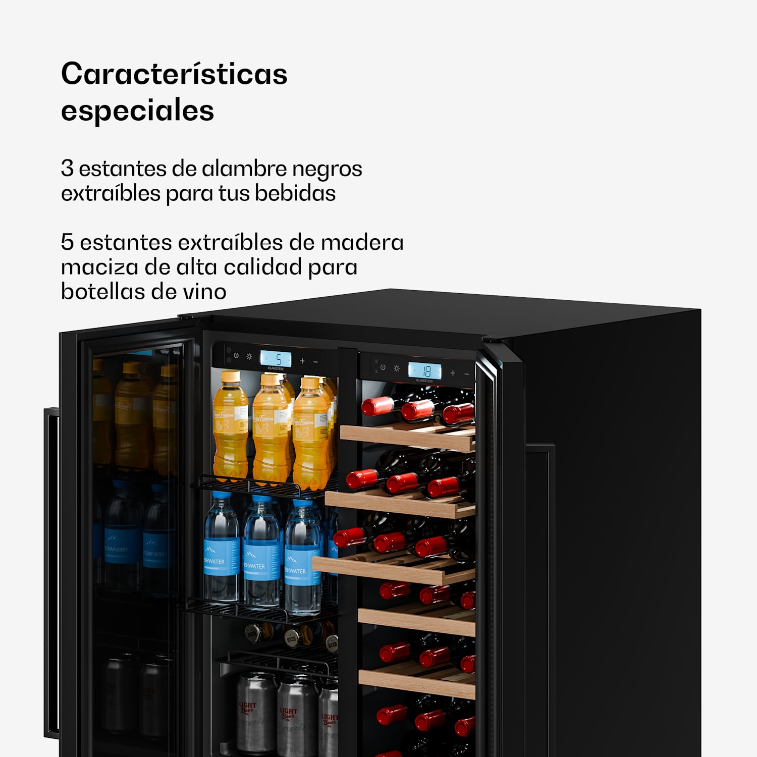 Nevera para vino empotrable Velaire con 2 zonas | 126 l | 122 botellas | Protección UV | 60 cm 