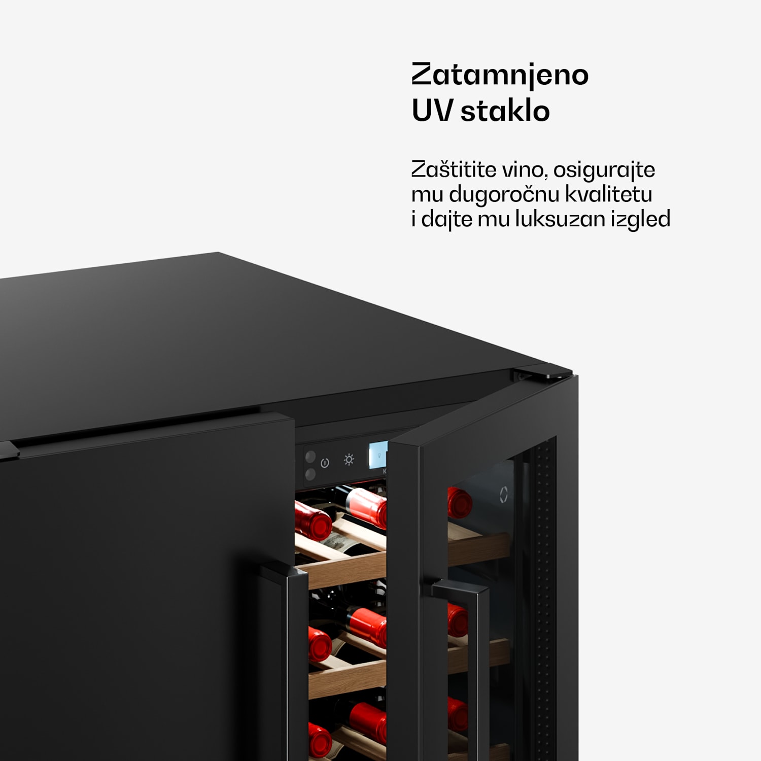 Velaire dvozonski vinski hladnjak ugradnja ispod pulta | 126 L | 122 boce | UV zaštita | 60 cm 