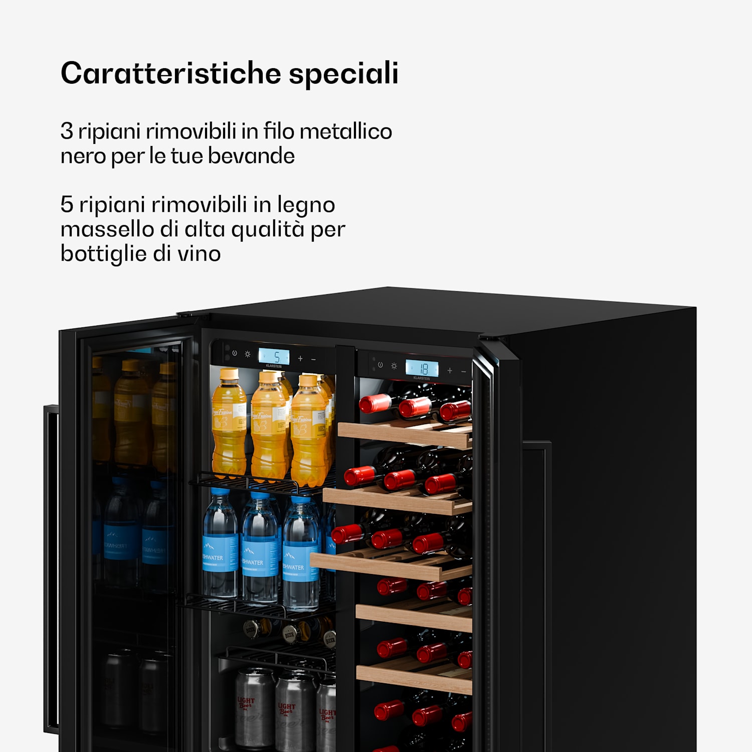Velaire Frigorifero per vini da incasso sottopiano con 2 zone | 126 l | 122 bottiglie | protezione UV | 60 cm 