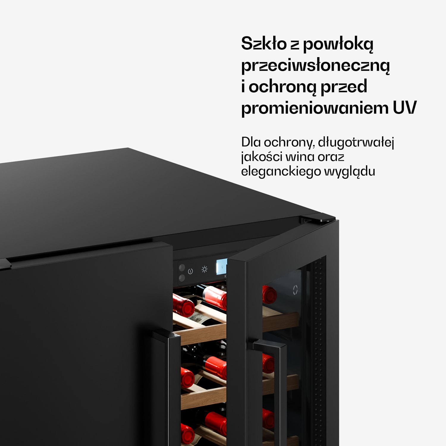 Dwustrefowa chłodziarka do wina Velaire do zabudowy podblatowej | 126 l | 122 butelki | Ochrona przed promieniowaniem UV | 60 cm 