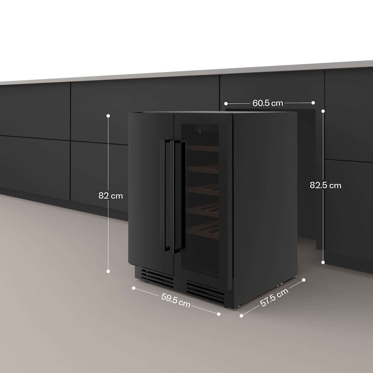 Velaire -integroitava viinijääkaappi 2 alueella | 126 litraa | 122 pulloa | UV-suoja | 60 cm 