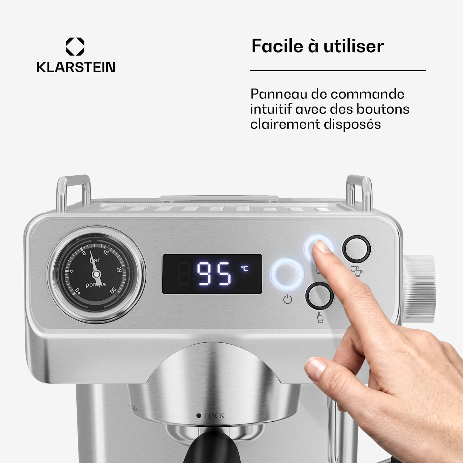 Machine à expresso Libeica Evo | 1360 W | 20 bars | 1,3 l | Mousseur à lait inclus 