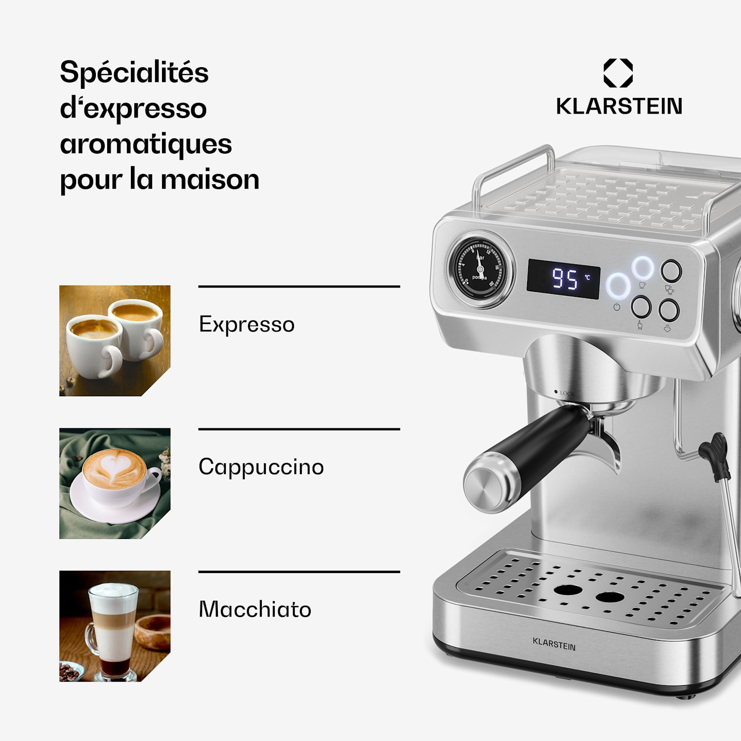 Machine à expresso Libeica Evo | 1360 W | 20 bars | 1,3 l | Mousseur à lait inclus 